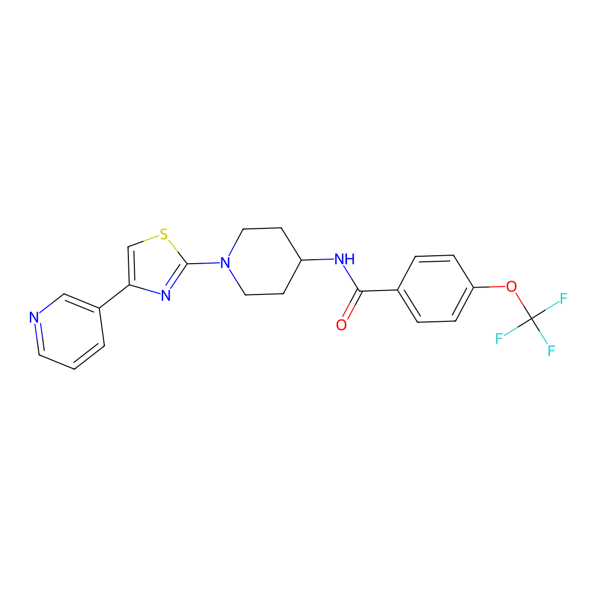 N-(1-(4-(pyridin-3-yl)thiazol-2-yl)piperidin-4-yl)-4-(trifluoromethoxy)benzamide molecular structure, CAS 1795482-27-7