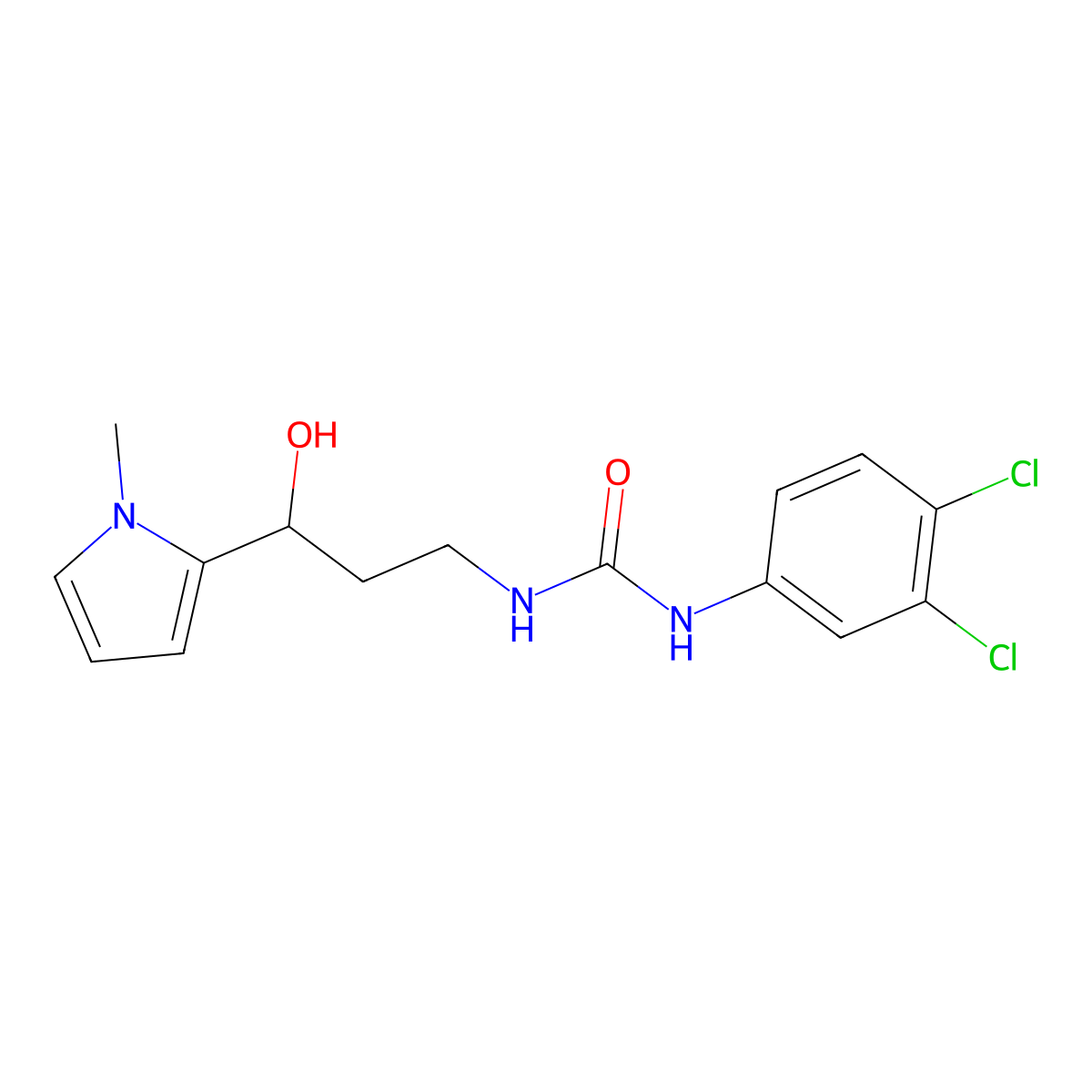 1-(3,4-dichlorophenyl)-3-[3-hydroxy-3-(1-methyl-1H-pyrrol-2-yl)propyl]urea molecular structure, CAS 1795482-28-8