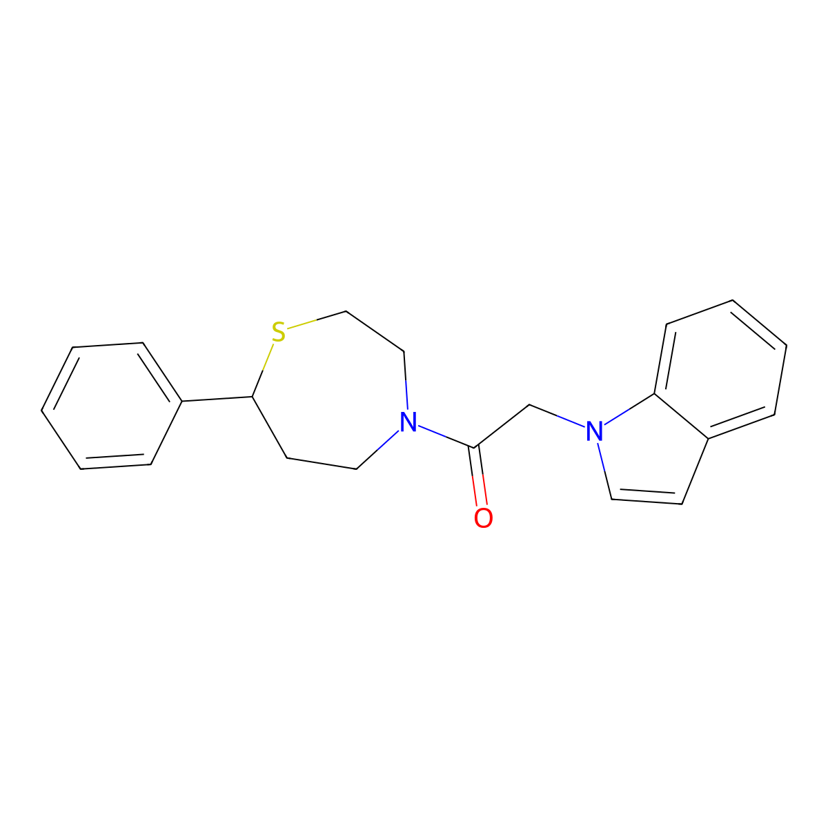 2-(1H-indol-1-yl)-1-(7-phenyl-1,4-thiazepan-4-yl)ethanone molecular structure, CAS 1795482-37-9