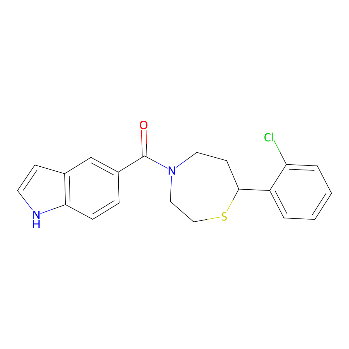 (7-(2-chlorophenyl)-1,4-thiazepan-4-yl)(1H-indol-5-yl)methanone molecular structure, CAS 1795482-52-8