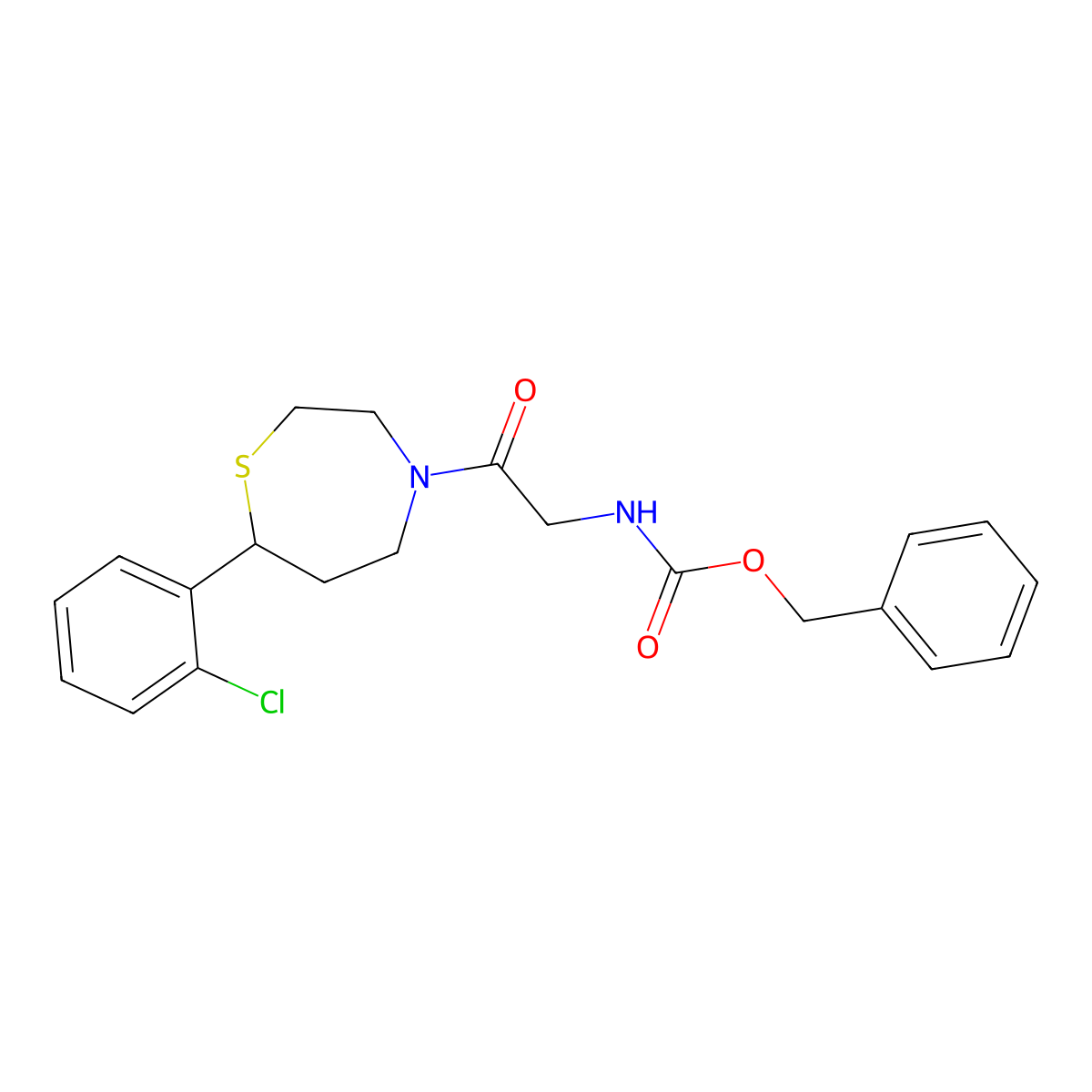 Benzyl (2-(7-(2-chlorophenyl)-1,4-thiazepan-4-yl)-2-oxoethyl)carbamate molecular structure, CAS 1795482-60-8