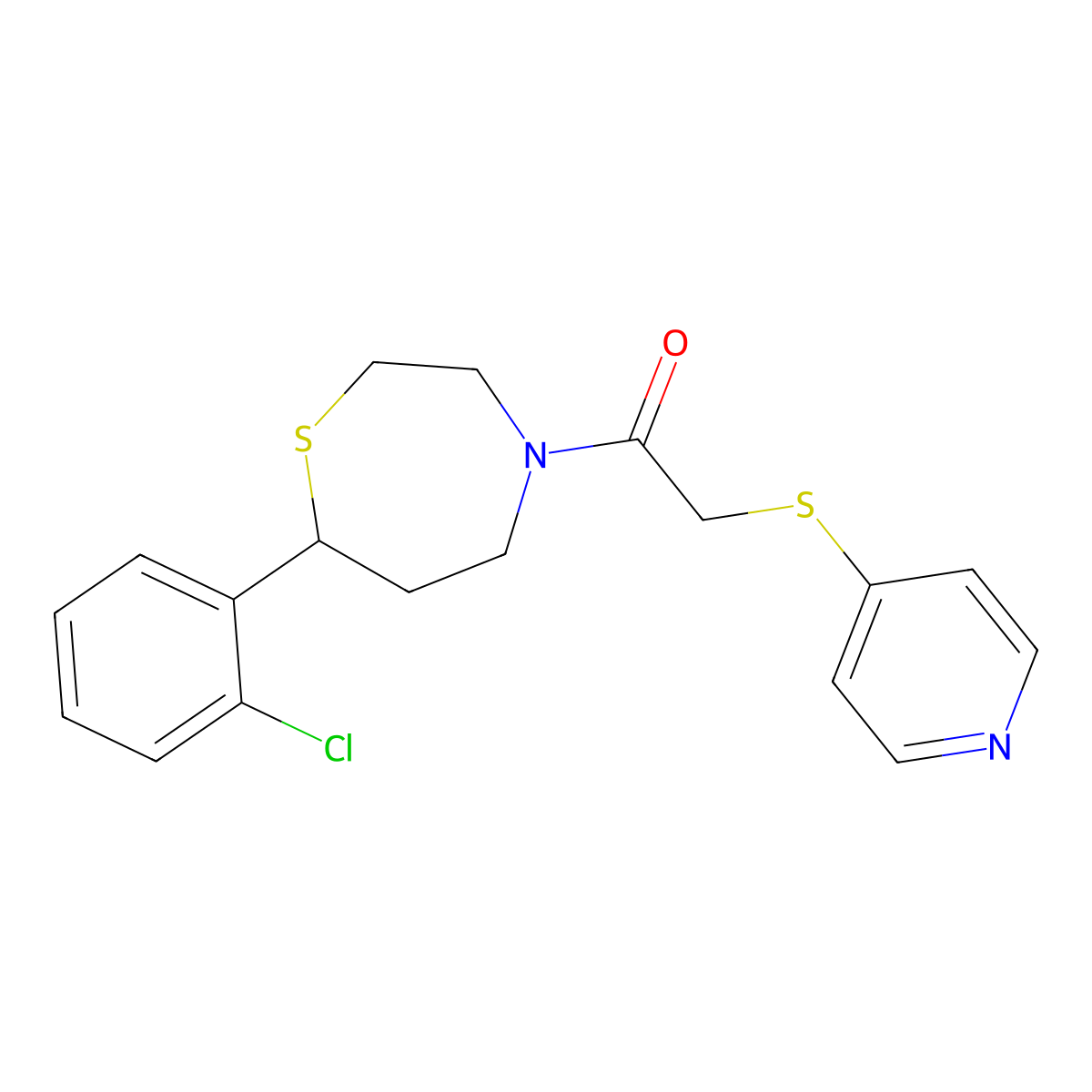 1-(7-(2-Chlorophenyl)-1,4-thiazepan-4-yl)-2-(pyridin-4-ylthio)ethanone molecular structure, CAS 1795482-69-7
