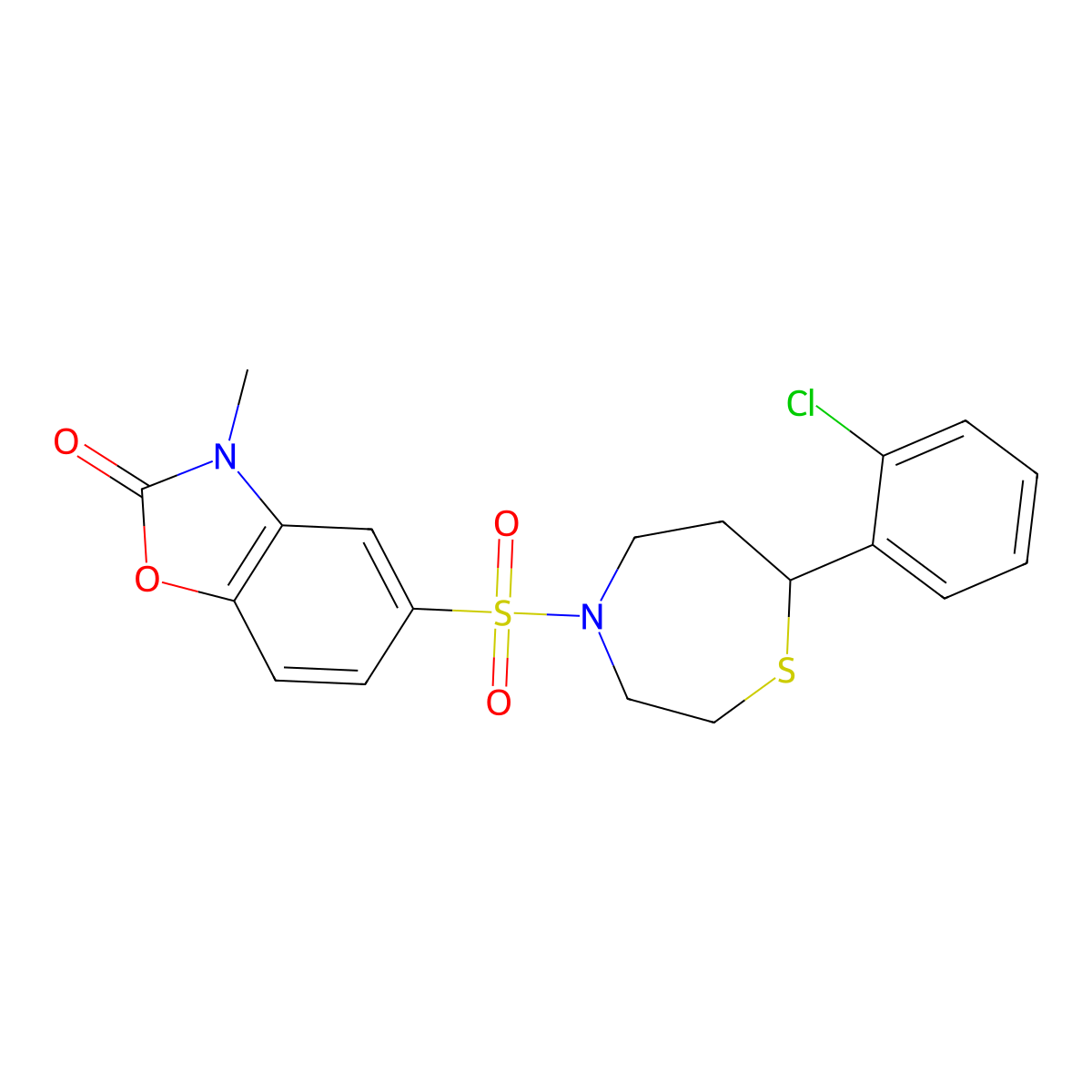 5-((7-(2-chlorophenyl)-1,4-thiazepan-4-yl)sulfonyl)-3-methylbenzo[d]oxazol-2(3H)-one molecular structure, CAS 1795482-79-9