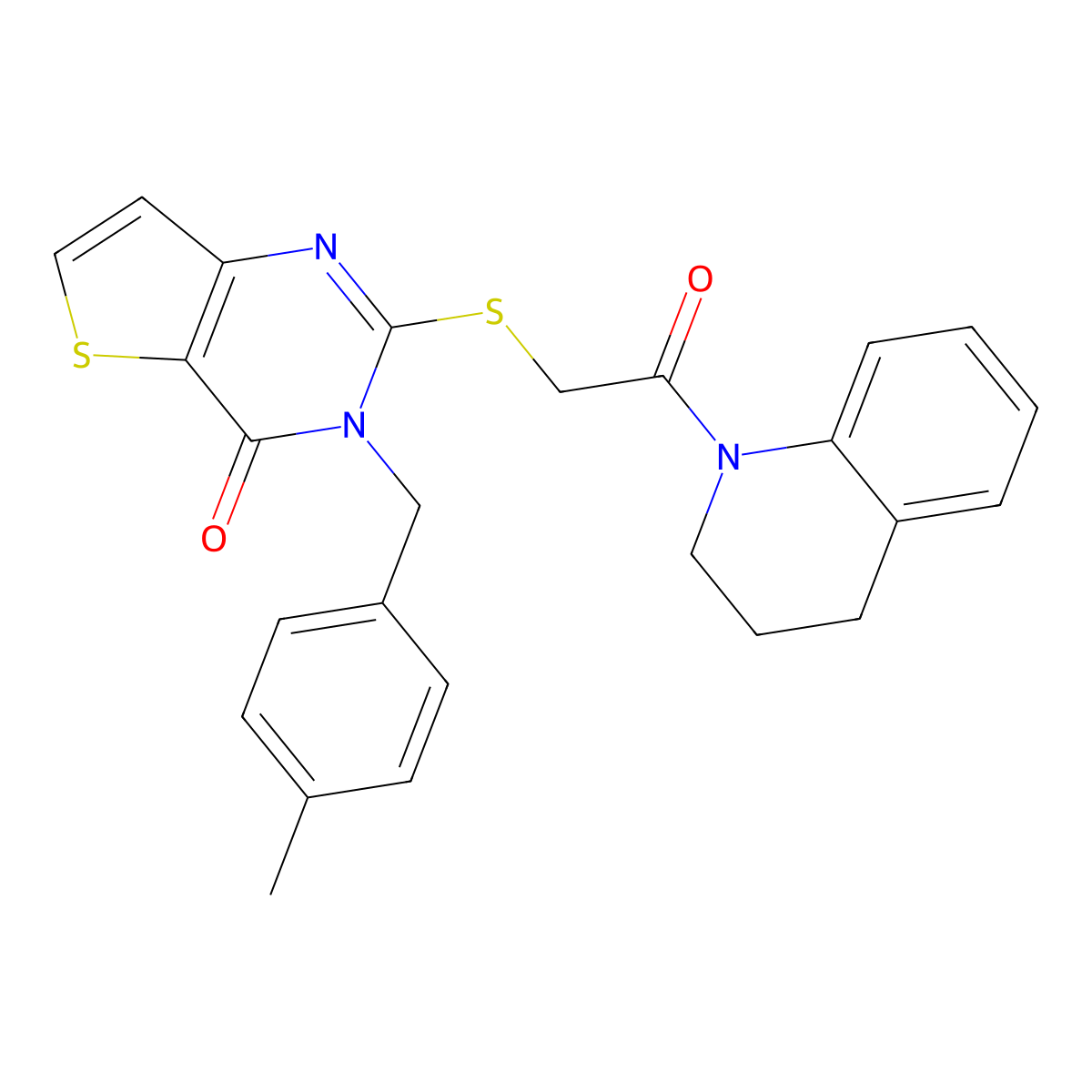 2-((2-(3,4-dihydroquinolin-1(2H)-yl)-2-oxoethyl)thio)-3-(4-methylbenzyl)thieno[3,2-d]pyrimidin-4(3H)-one molecular structure, CAS 1795482-81-3
