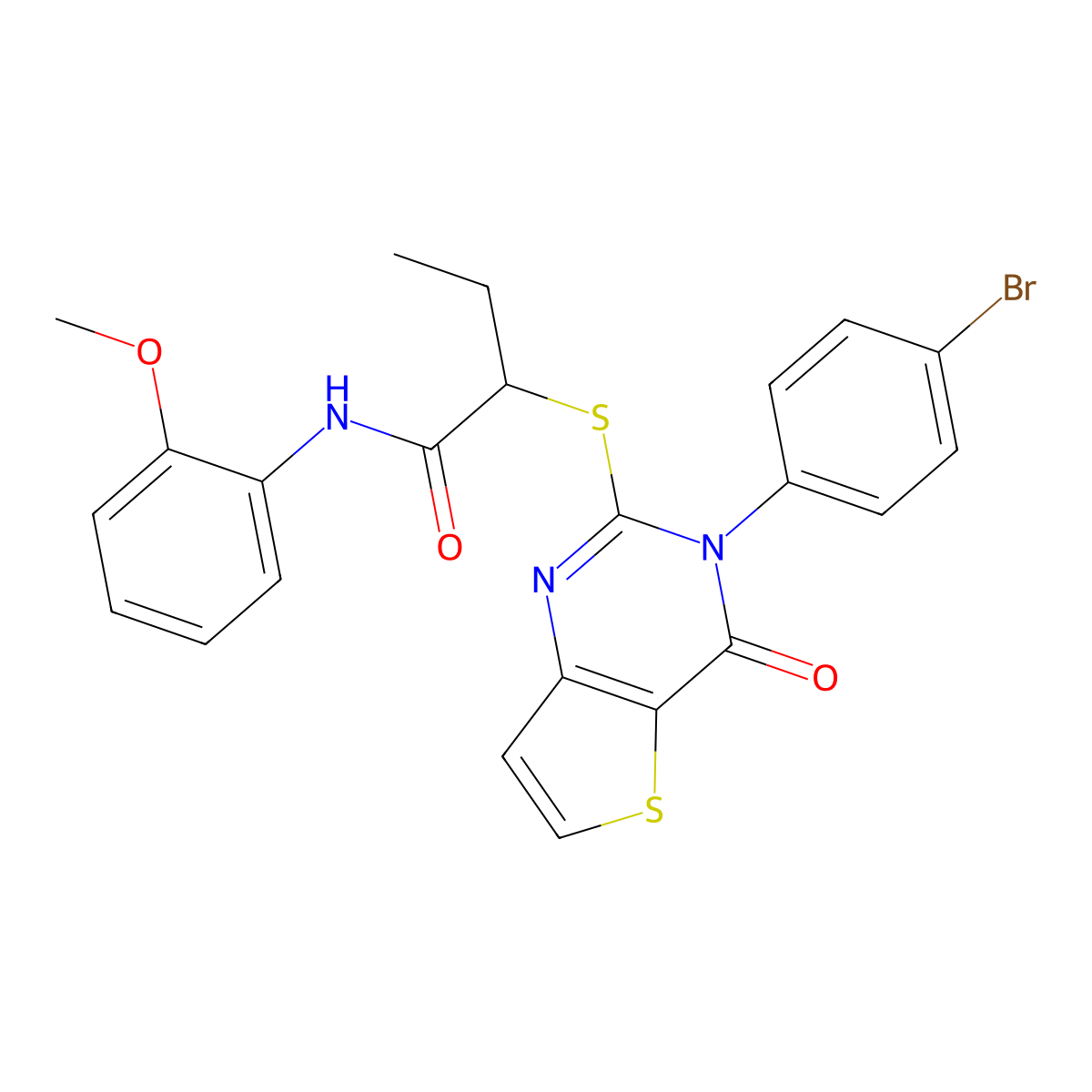 2-((3-(4-bromophenyl)-4-oxo-3,4-dihydrothieno[3,2-d]pyrimidin-2-yl)thio)-N-(2-methoxyphenyl)butanamide molecular structure, CAS 1795483-02-1
