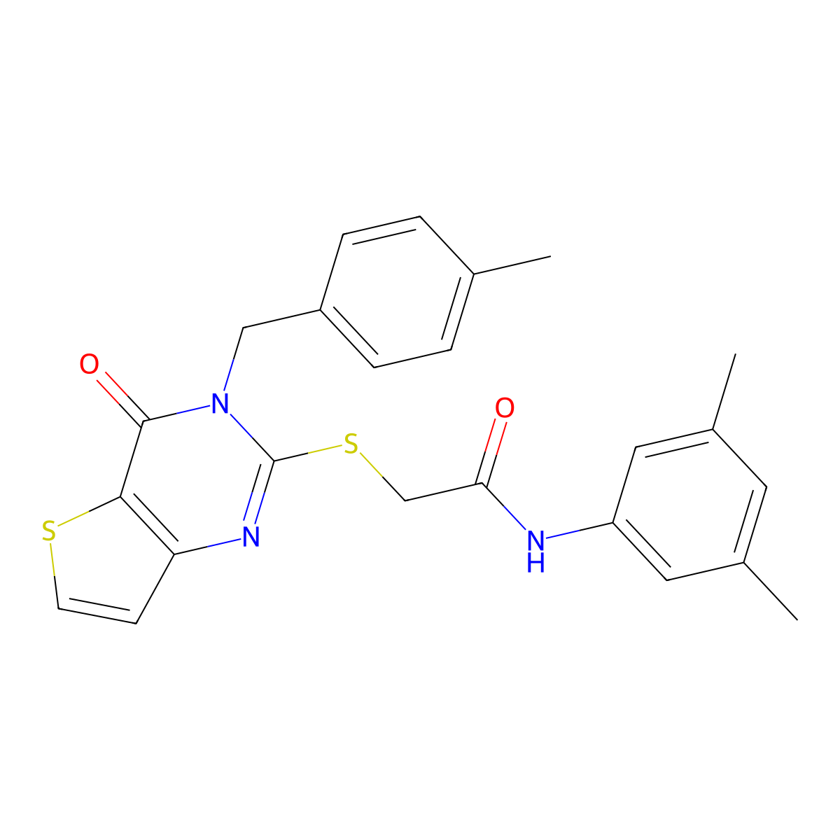 N-(3,5-dimethylphenyl)-2-((3-(4-methylbenzyl)-4-oxo-3,4-dihydrothieno[3,2-d]pyrimidin-2-yl)thio)acetamide molecular structure, CAS 1795483-15-6