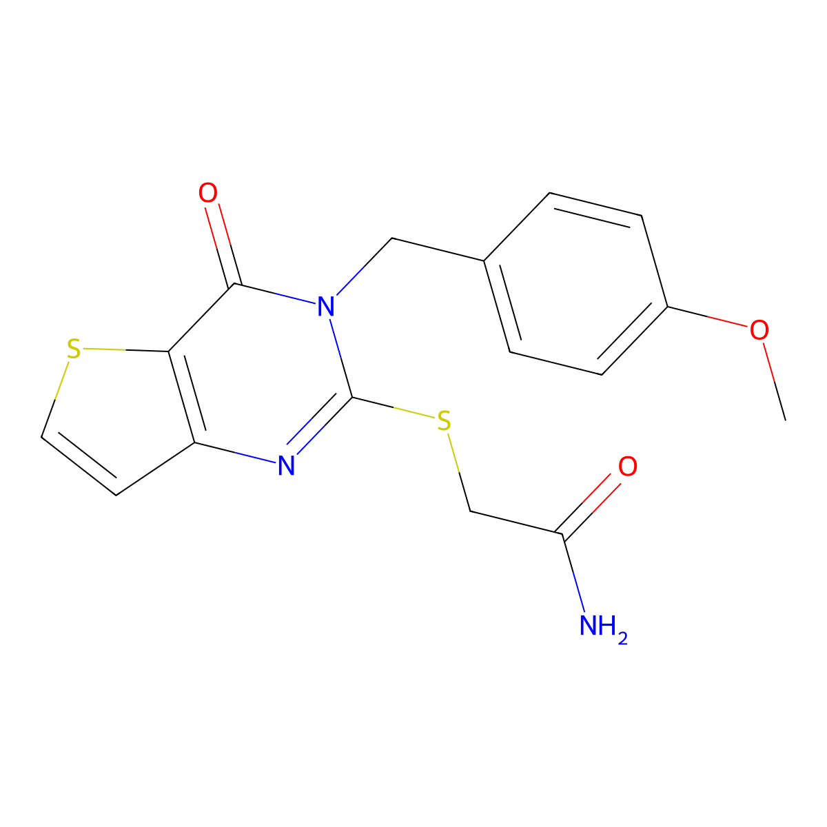 2-((3-(4-Methoxybenzyl)-4-oxo-3,4-dihydrothieno[3,2-d]pyrimidin-2-yl)thio)acetamide molecular structure, CAS 1795483-20-3