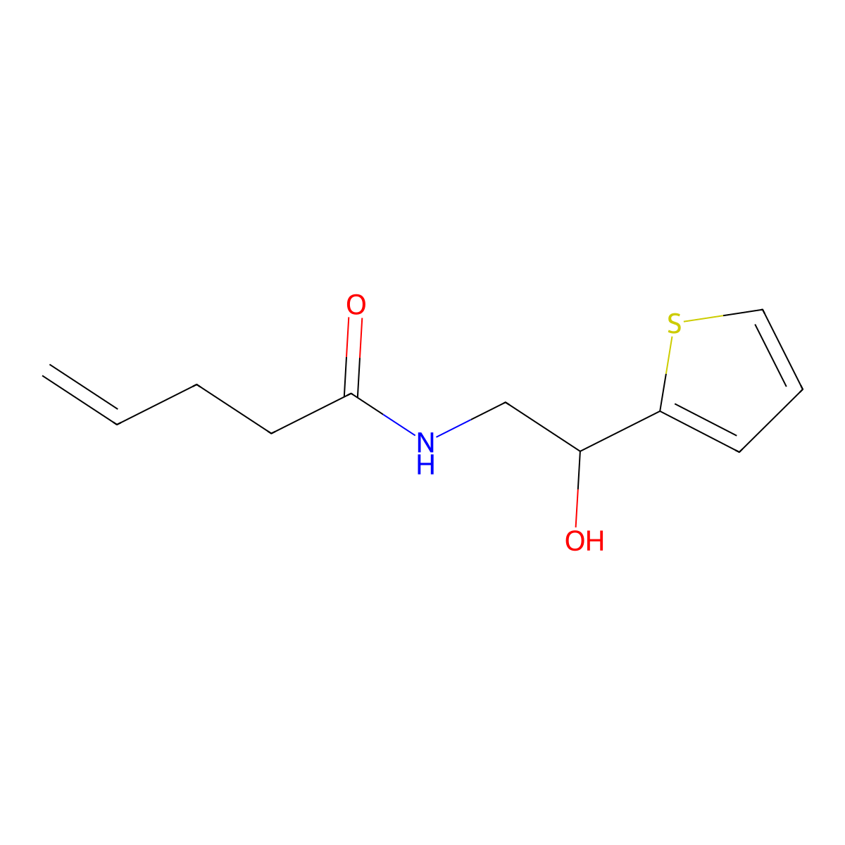 N-(2-hydroxy-2-(thiophen-2-yl)ethyl)pent-4-enamide molecular structure, CAS 1795483-24-7