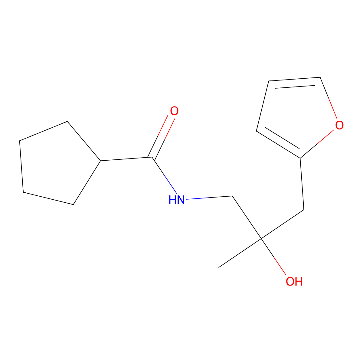 N-(3-(furan-2-yl)-2-hydroxy-2-methylpropyl)cyclopentanecarboxamide molecular structure, CAS 1795483-35-0