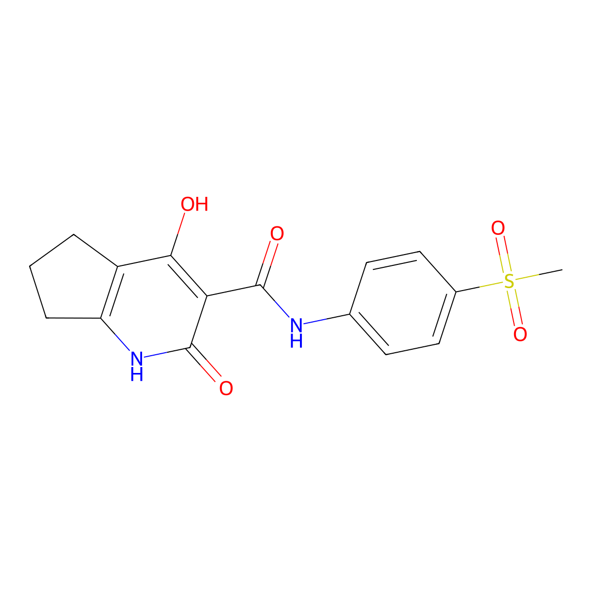 2,4-dihydroxy-N-(4-(methylsulfonyl)phenyl)-6,7-dihydro-5H-cyclopenta[b]pyridine-3-carboxamide molecular structure, CAS 1795483-81-6