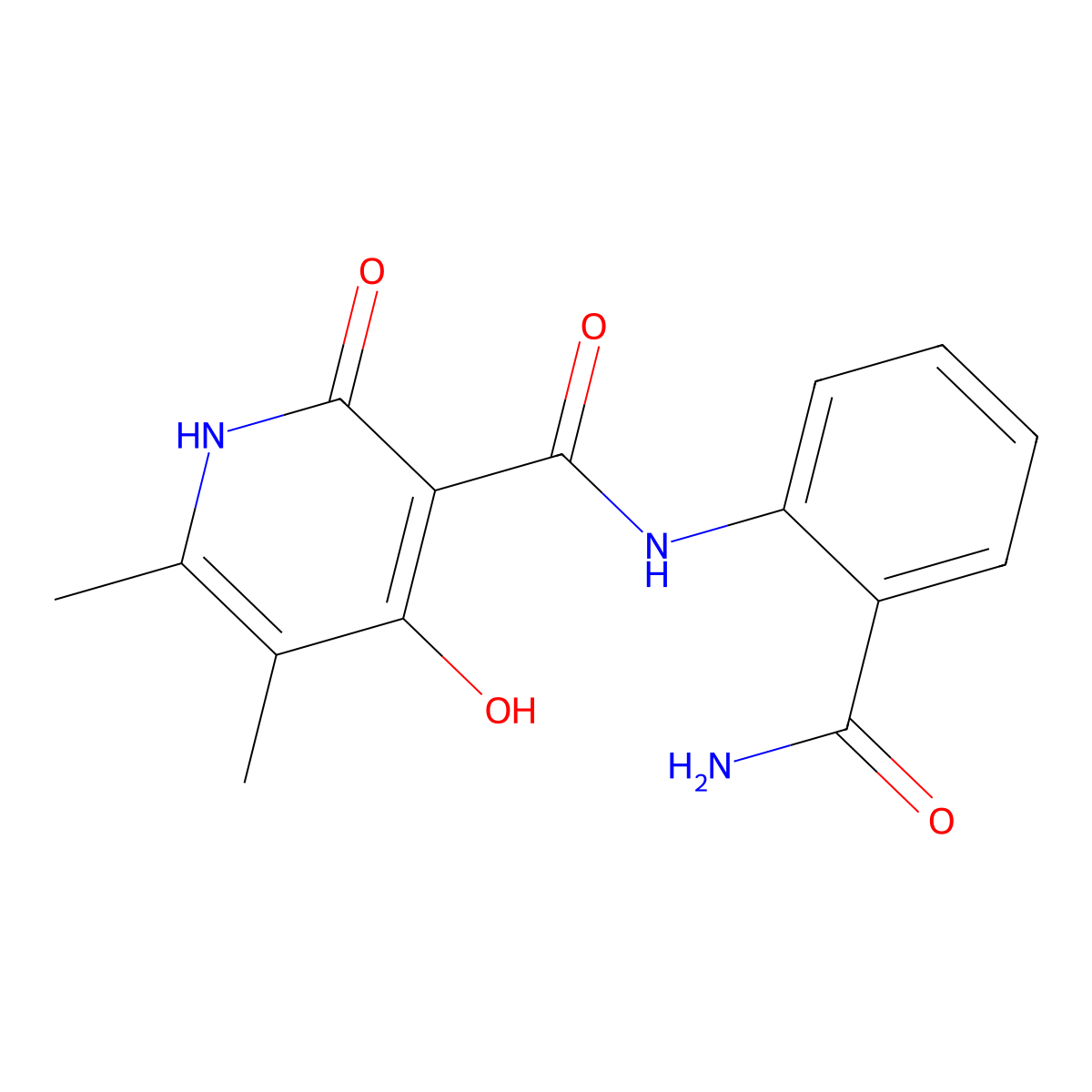 N-(2-carbamoylphenyl)-2,4-dihydroxy-5,6-dimethylnicotinamide molecular structure, CAS 1795483-85-0