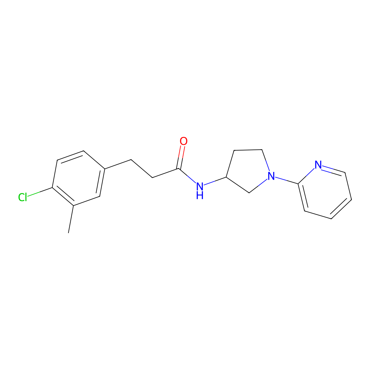 3-(4-chloro-3-methylphenyl)-N-(1-(pyridin-2-yl)pyrrolidin-3-yl)propanamide molecular structure, CAS 1795483-87-2