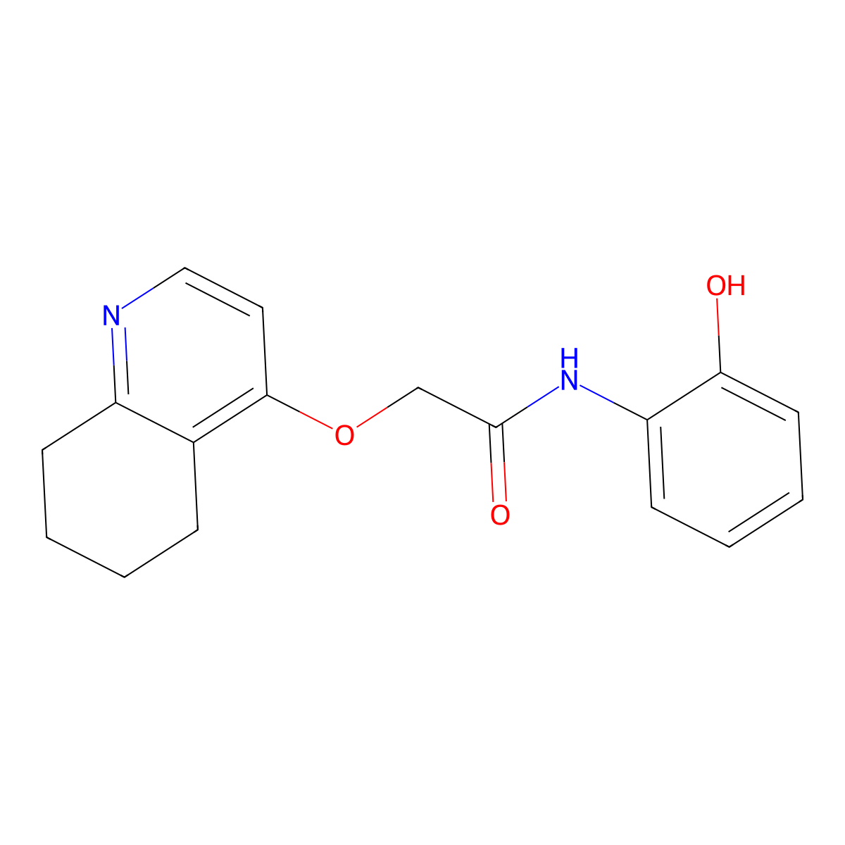 N-(2-hydroxyphenyl)-2-((5,6,7,8-tetrahydroquinolin-4-yl)oxy)acetamide molecular structure, CAS 1795483-89-4