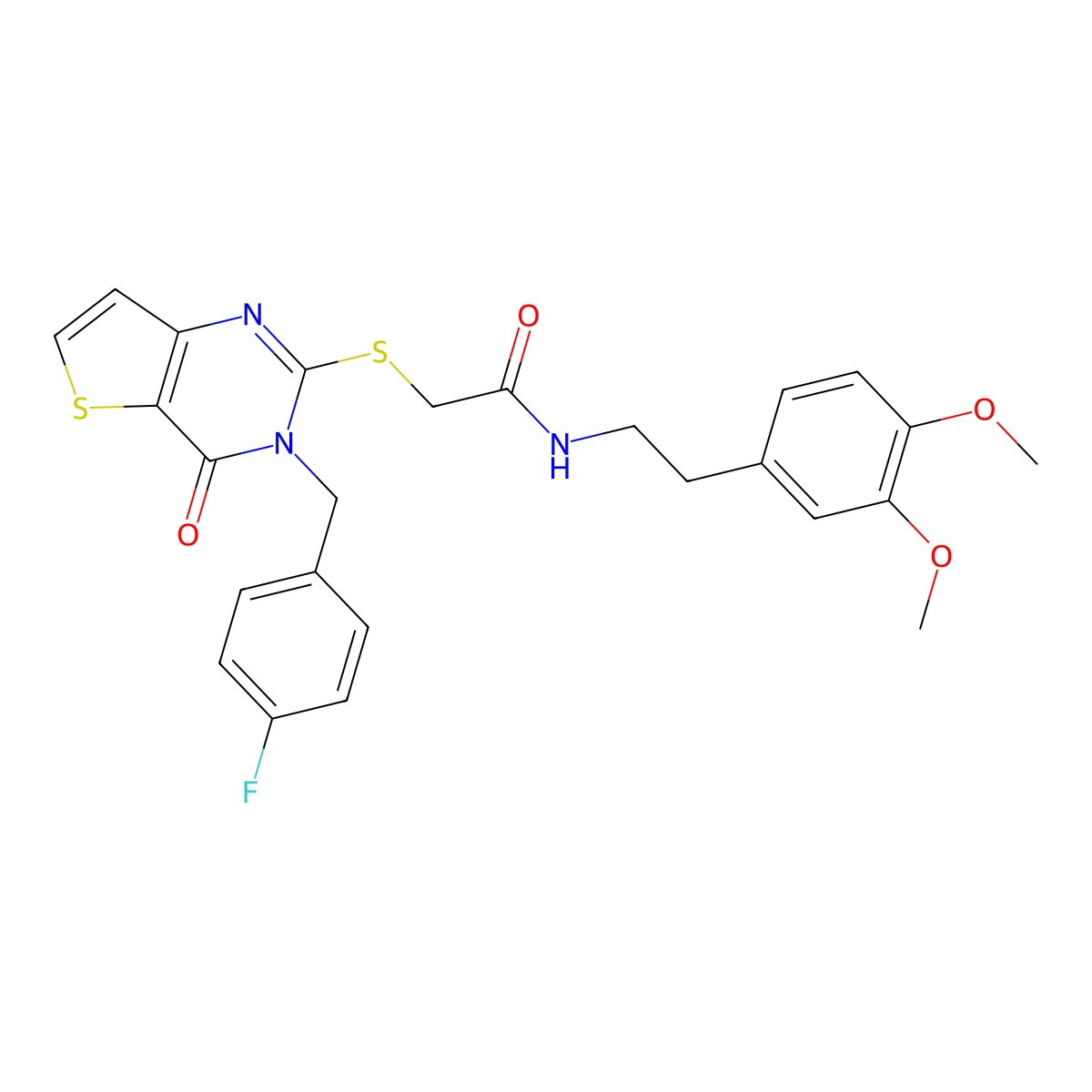 N-(3,4-dimethoxyphenethyl)-2-((3-(4-fluorobenzyl)-4-oxo-3,4-dihydrothieno[3,2-d]pyrimidin-2-yl)thio)acetamide molecular structure, CAS 1795483-92-9
