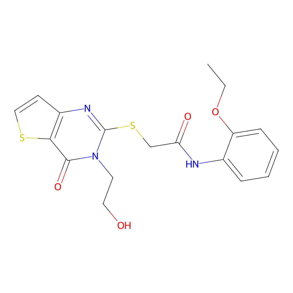 N-(2-ethoxyphenyl)-2-((3-(2-hydroxyethyl)-4-oxo-3,4-dihydrothieno[3,2-d]pyrimidin-2-yl)thio)acetamide molecular structure, CAS 1795483-94-1