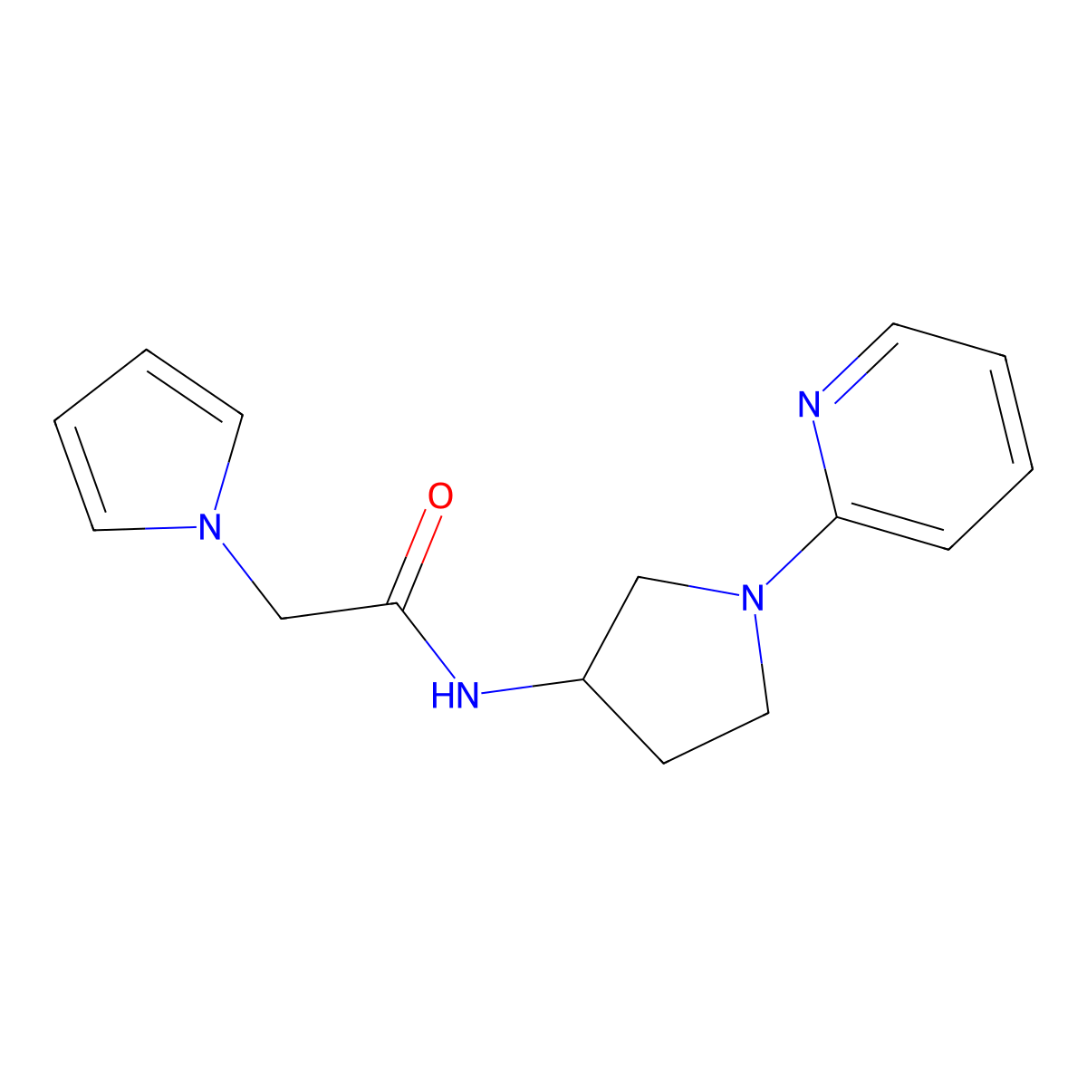 N-(1-(pyridin-2-yl)pyrrolidin-3-yl)-2-(1H-pyrrol-1-yl)acetamide molecular structure, CAS 1795483-96-3