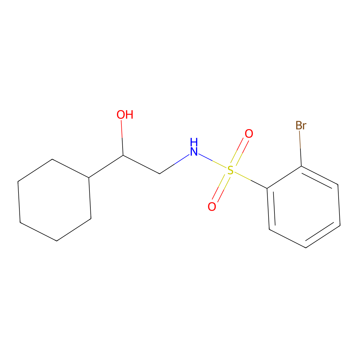 2-bromo-N-(2-cyclohexyl-2-hydroxyethyl)benzenesulfonamide molecular structure, CAS 1795483-98-5