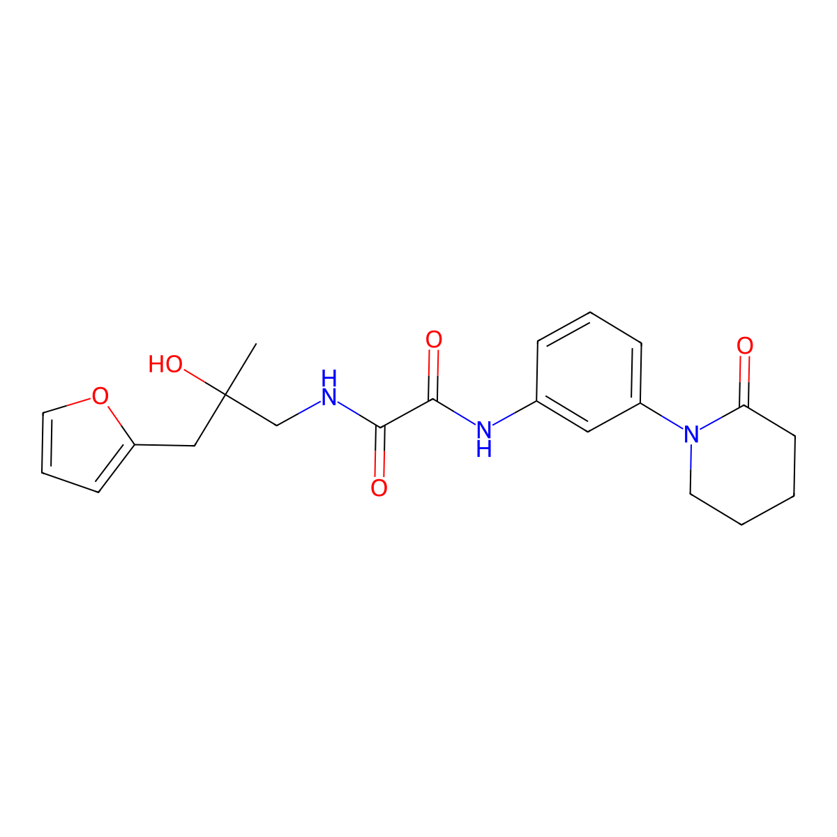 N1-(3-(furan-2-yl)-2-hydroxy-2-methylpropyl)-N2-(3-(2-oxopiperidin-1-yl)phenyl)oxalamide molecular structure, CAS 1795484-00-2