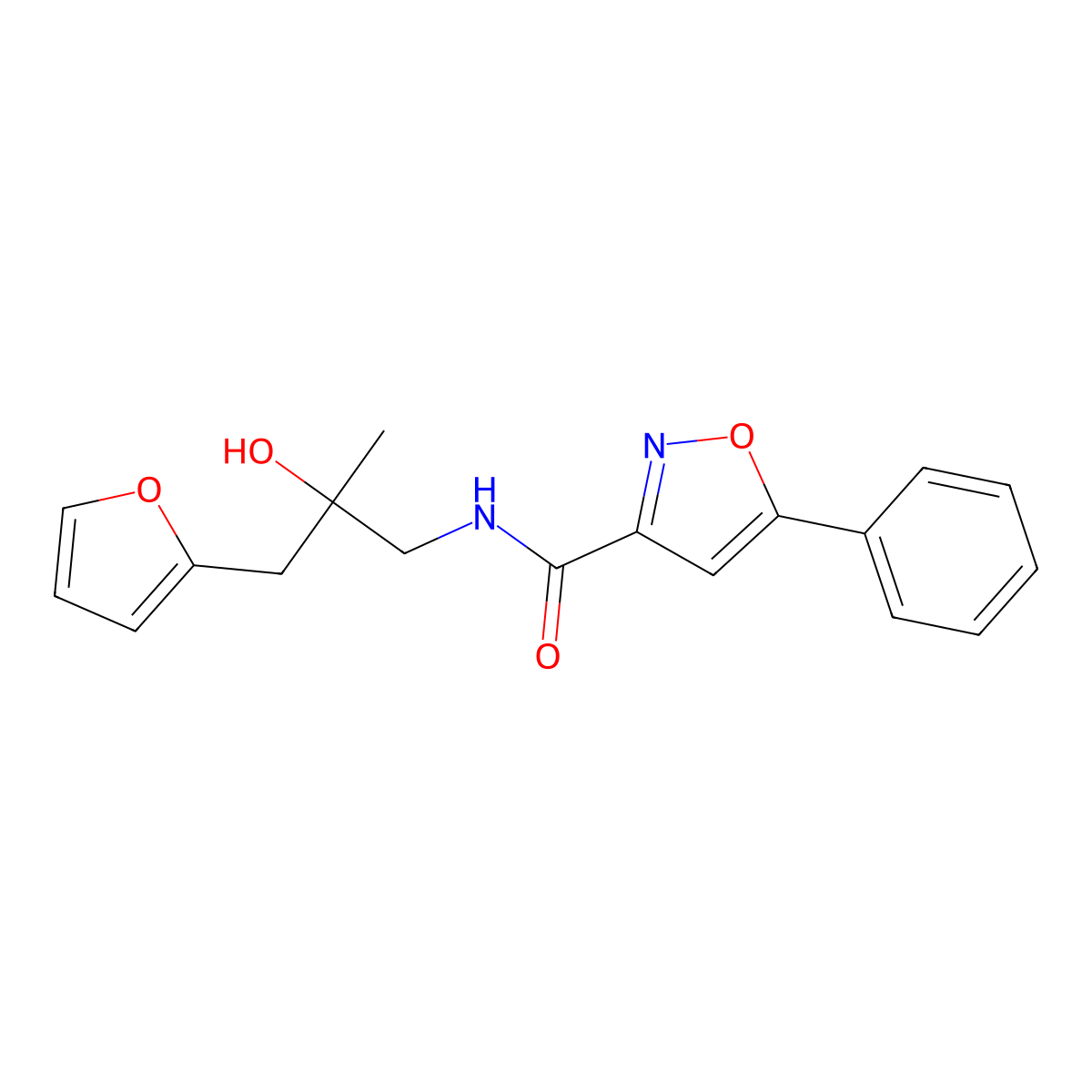N-(3-(furan-2-yl)-2-hydroxy-2-methylpropyl)-5-phenylisoxazole-3-carboxamide molecular structure, CAS 1795484-08-0
