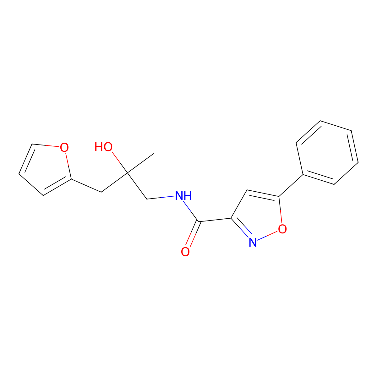 N-(3-(furan-2-yl)-2-hydroxy-2-methylpropyl)-5-phenylisoxazole-3-carboxamide molecular structure, CAS 1795484-08-0