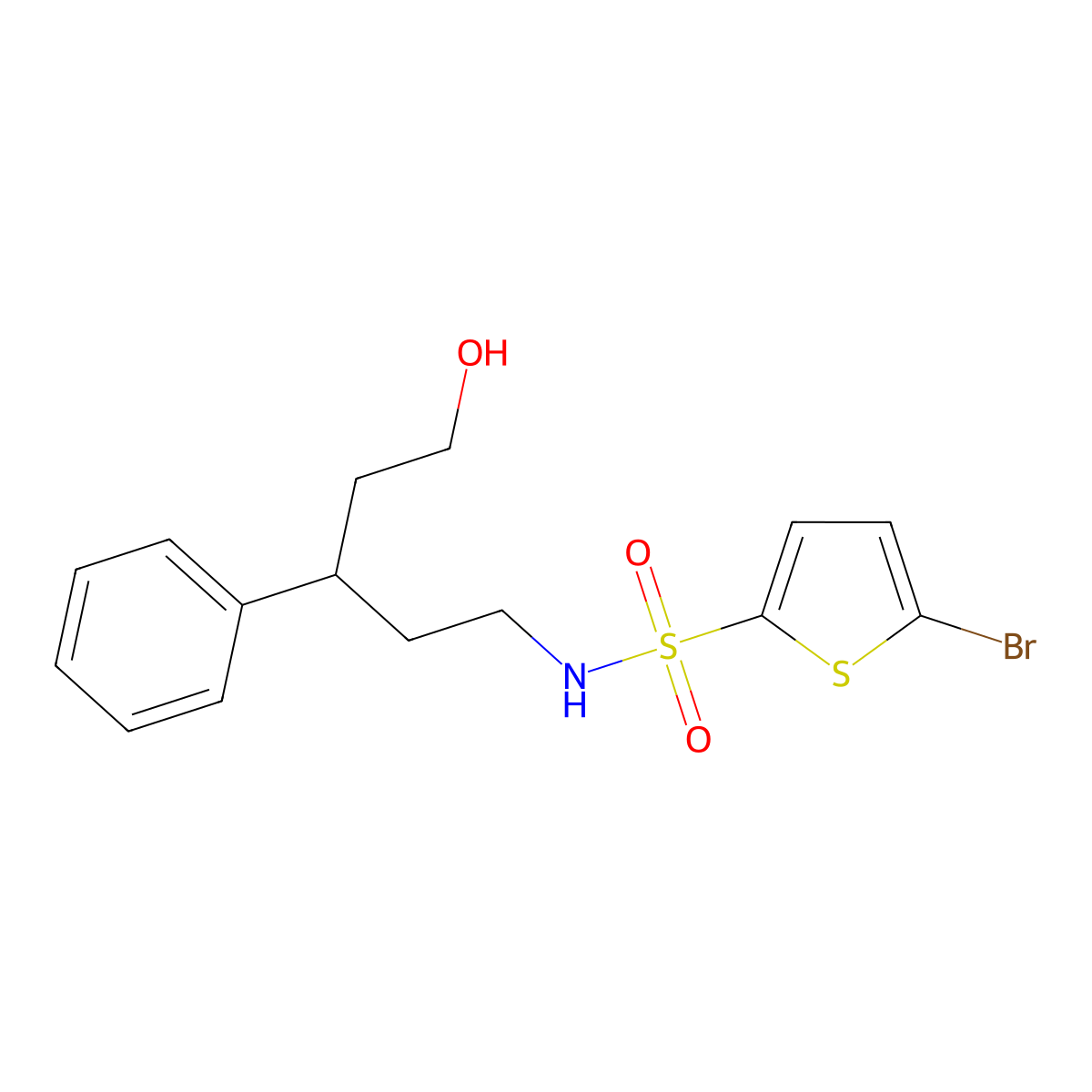 5-bromo-N-(5-hydroxy-3-phenylpentyl)thiophene-2-sulfonamide molecular structure, CAS 1795484-09-1