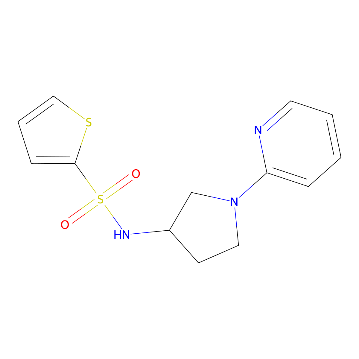 N-(1-(pyridin-2-yl)pyrrolidin-3-yl)thiophene-2-sulfonamide molecular structure, CAS 1795484-10-4