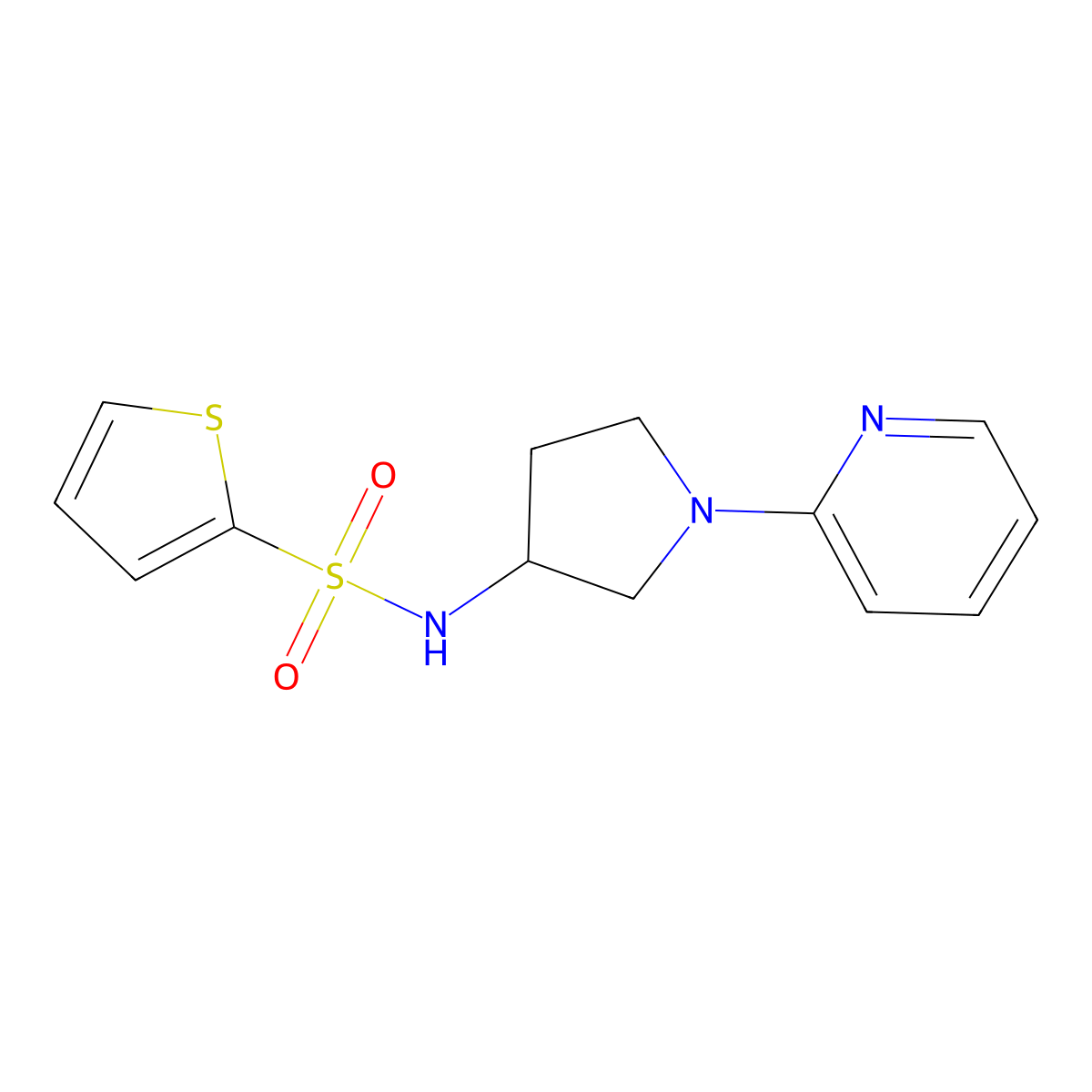N-(1-(pyridin-2-yl)pyrrolidin-3-yl)thiophene-2-sulfonamide molecular structure, CAS 1795484-10-4