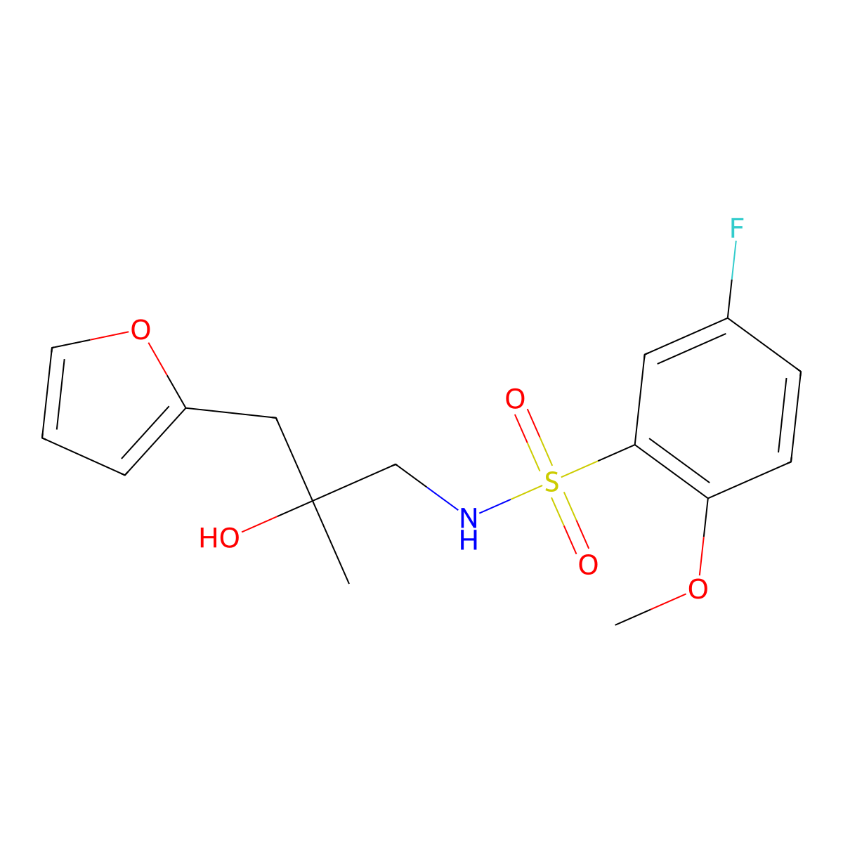 5-fluoro-N-(3-(furan-2-yl)-2-hydroxy-2-methylpropyl)-2-methoxybenzenesulfonamide molecular structure, CAS 1795484-18-2