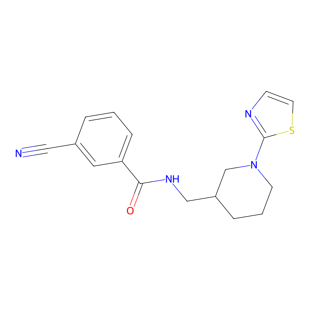 3-cyano-N-((1-(thiazol-2-yl)piperidin-3-yl)methyl)benzamide molecular structure, CAS 1795484-23-9