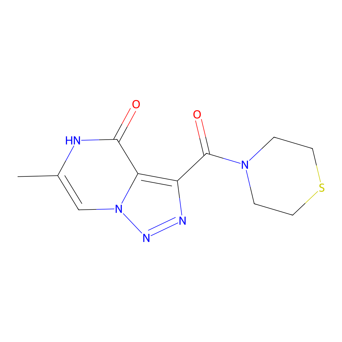 6-methyl-3-(thiomorpholine-4-carbonyl)-[1,2,3]triazolo[1,5-a]pyrazin-4(5H)-one molecular structure, CAS 1795484-28-4