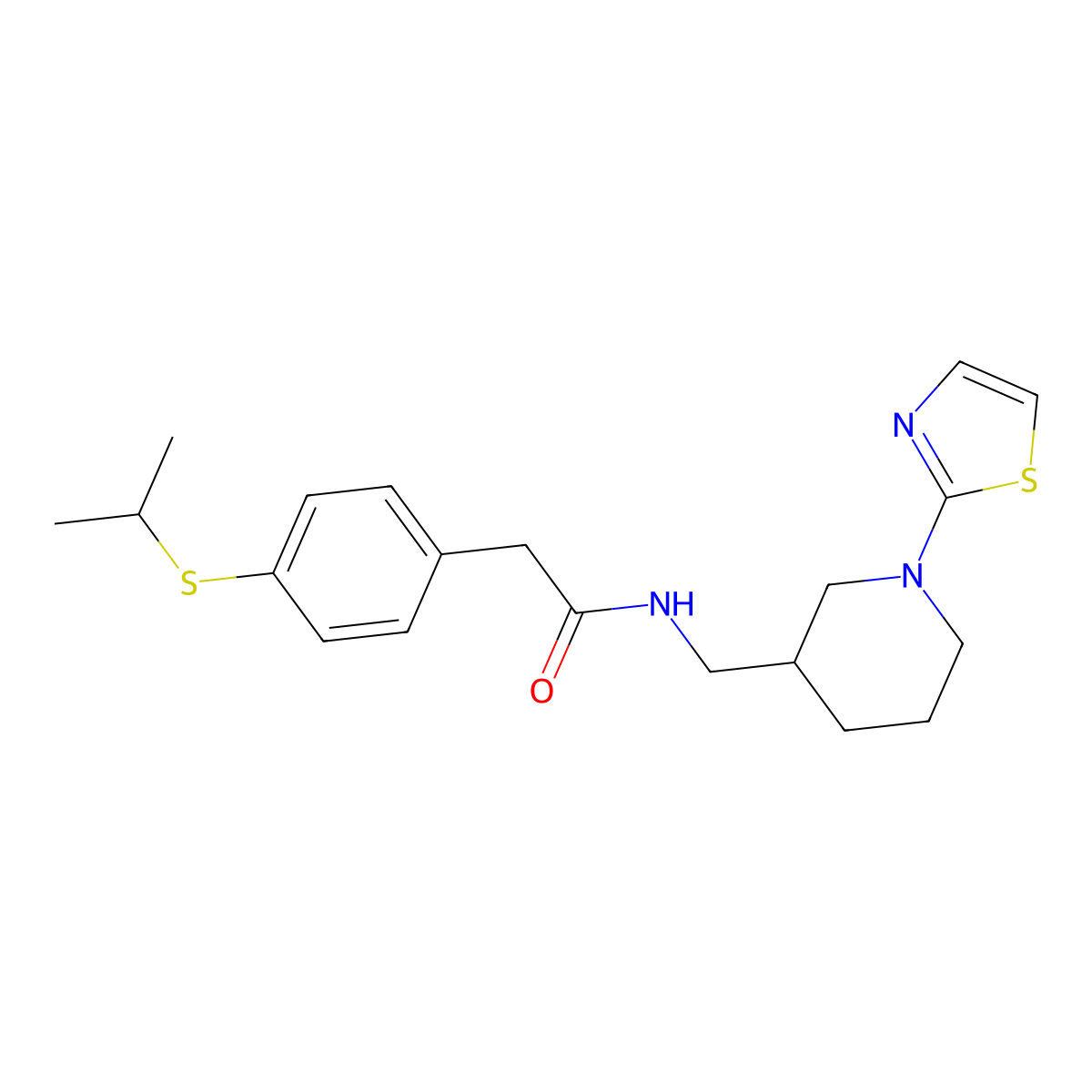2-(4-(isopropylthio)phenyl)-N-((1-(thiazol-2-yl)piperidin-3-yl)methyl)acetamide molecular structure, CAS 1795484-29-5