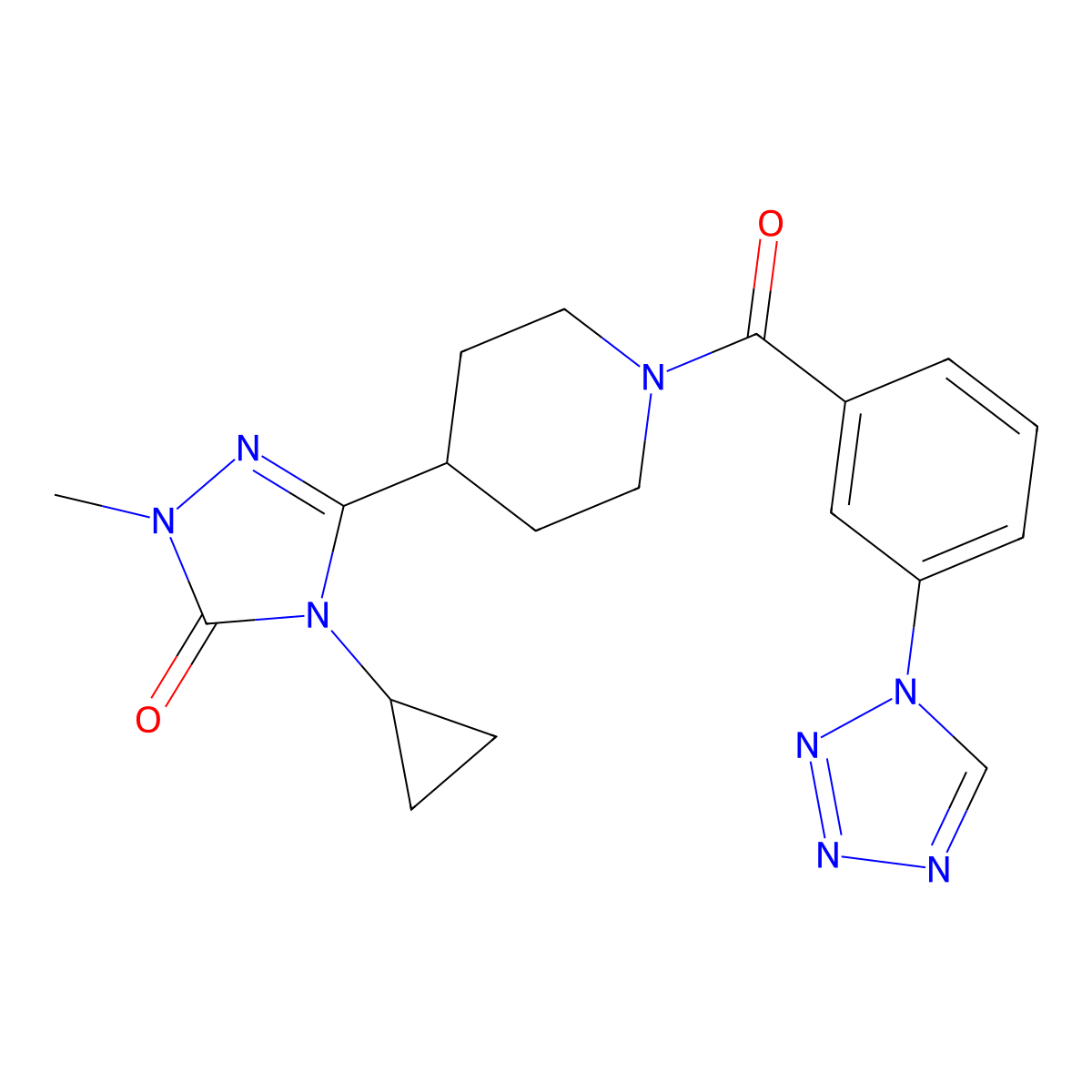 3-(1-(3-(1H-tetrazol-1-yl)benzoyl)piperidin-4-yl)-4-cyclopropyl-1-methyl-1H-1,2,4-triazol-5(4H)-one molecular structure, CAS 1795484-40-0