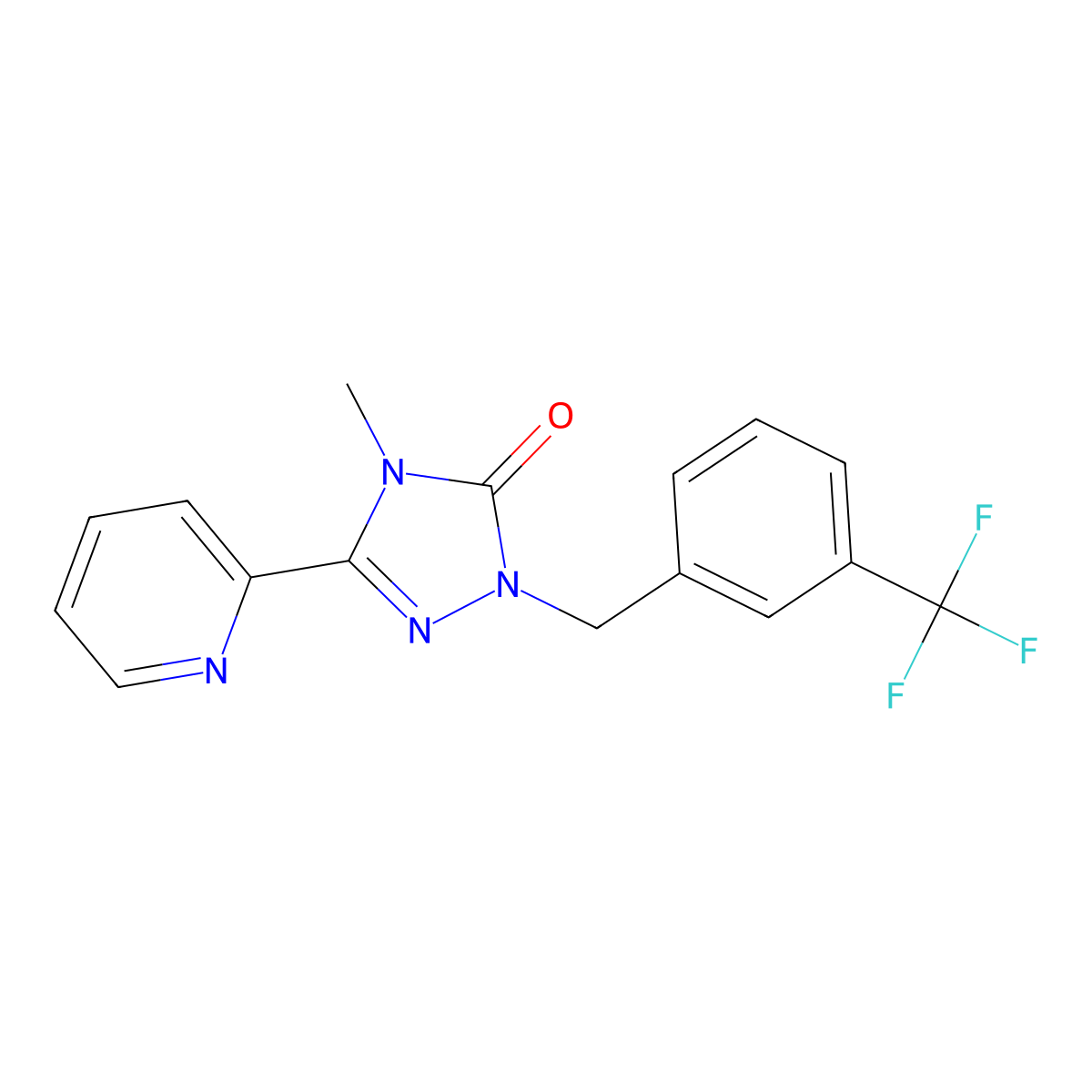 4-methyl-3-(pyridin-2-yl)-1-(3-(trifluoromethyl)benzyl)-1H-1,2,4-triazol-5(4H)-one molecular structure, CAS 1795484-48-8