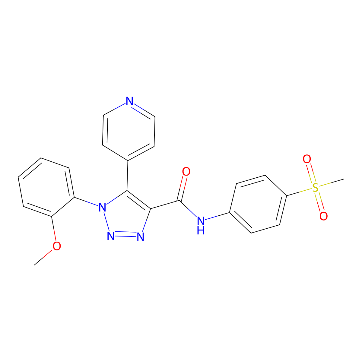 1-(2-methoxyphenyl)-N-(4-(methylsulfonyl)phenyl)-5-(pyridin-4-yl)-1H-1,2,3-triazole-4-carboxamide molecular structure, CAS 1795484-65-9