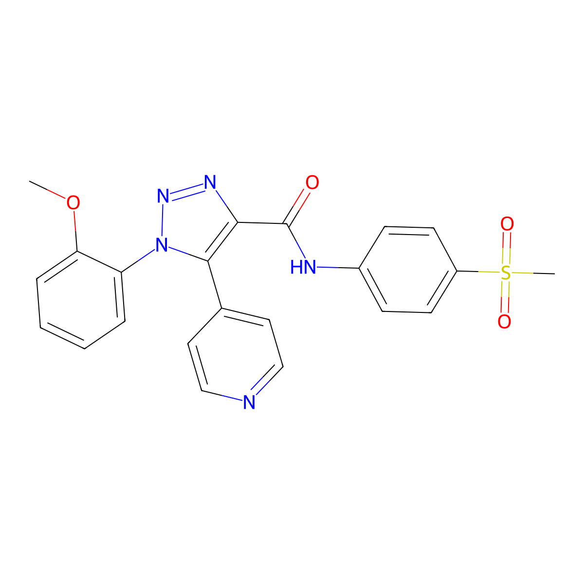 1-(2-methoxyphenyl)-N-(4-(methylsulfonyl)phenyl)-5-(pyridin-4-yl)-1H-1,2,3-triazole-4-carboxamide molecular structure, CAS 1795484-65-9
