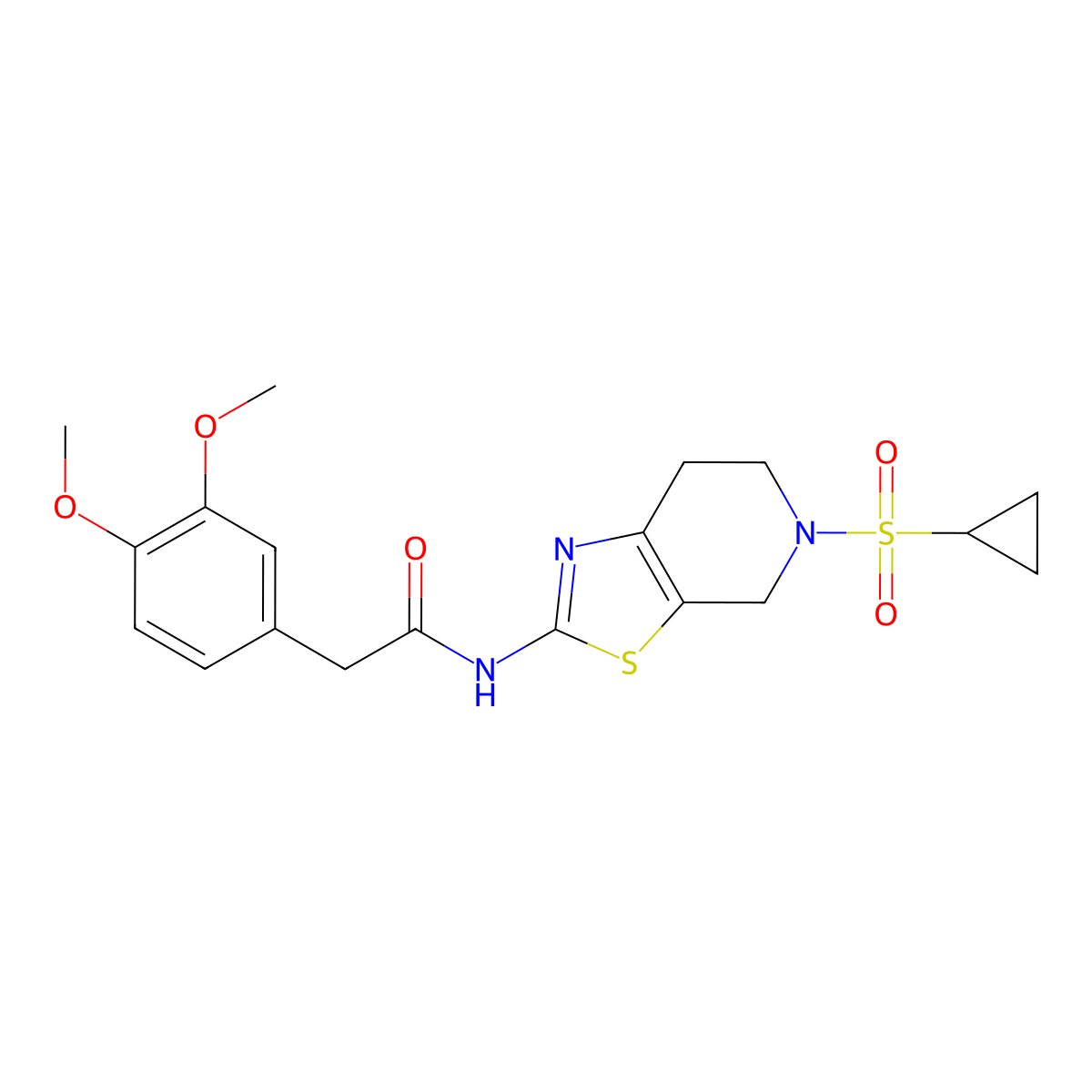 N-(5-(cyclopropylsulfonyl)-4,5,6,7-tetrahydrothiazolo[5,4-c]pyridin-2-yl)-2-(3,4-dimethoxyphenyl)acetamide molecular structure, CAS 1795484-71-7