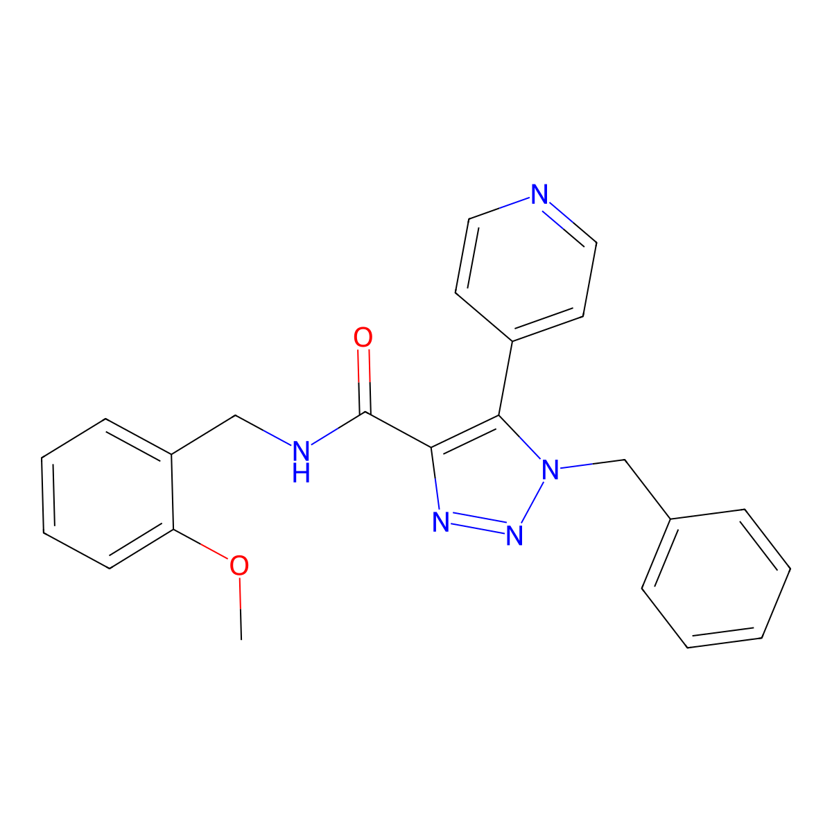 1-benzyl-N-(2-methoxybenzyl)-5-(pyridin-4-yl)-1H-1,2,3-triazole-4-carboxamide molecular structure, CAS 1795484-75-1