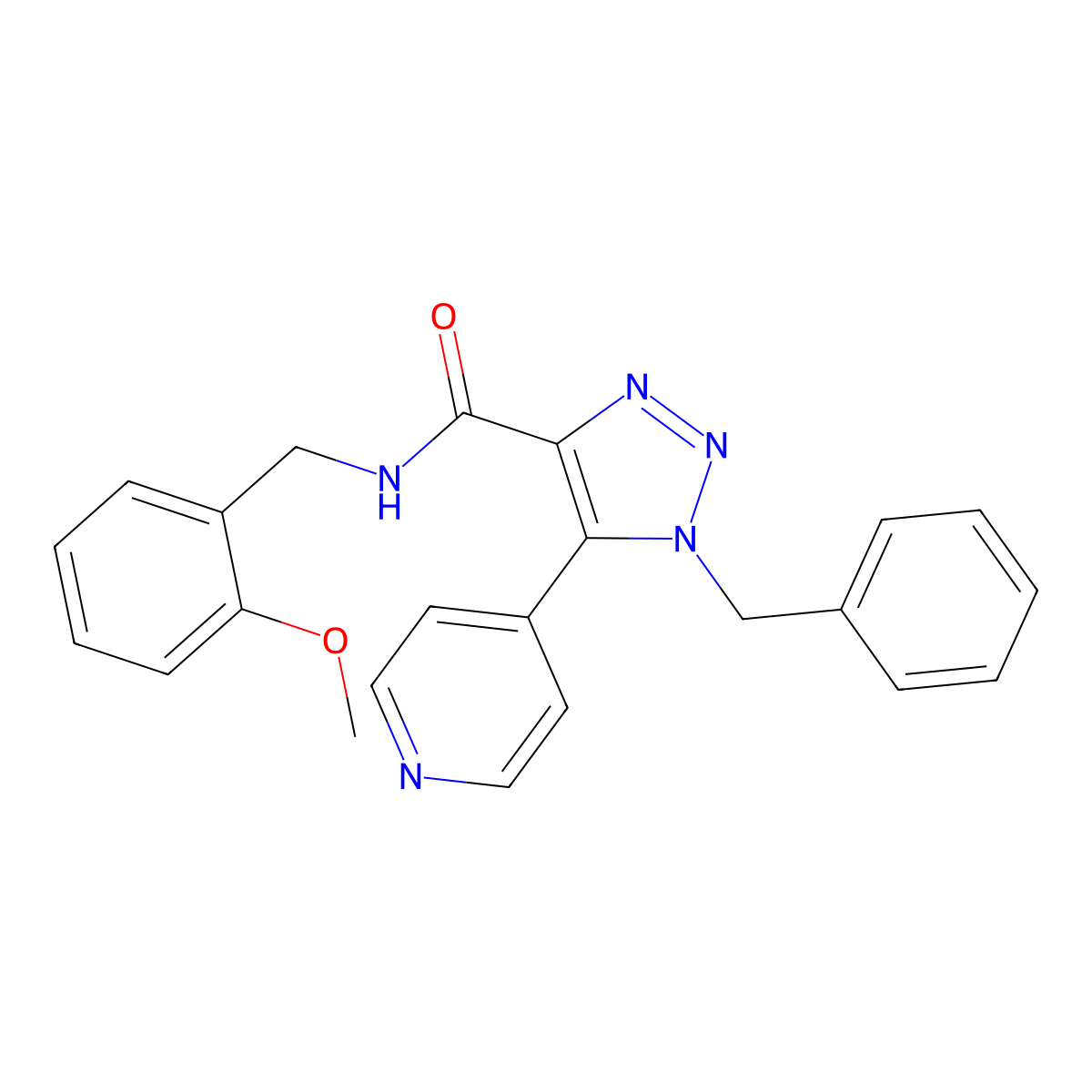 1-benzyl-N-(2-methoxybenzyl)-5-(pyridin-4-yl)-1H-1,2,3-triazole-4-carboxamide molecular structure, CAS 1795484-75-1