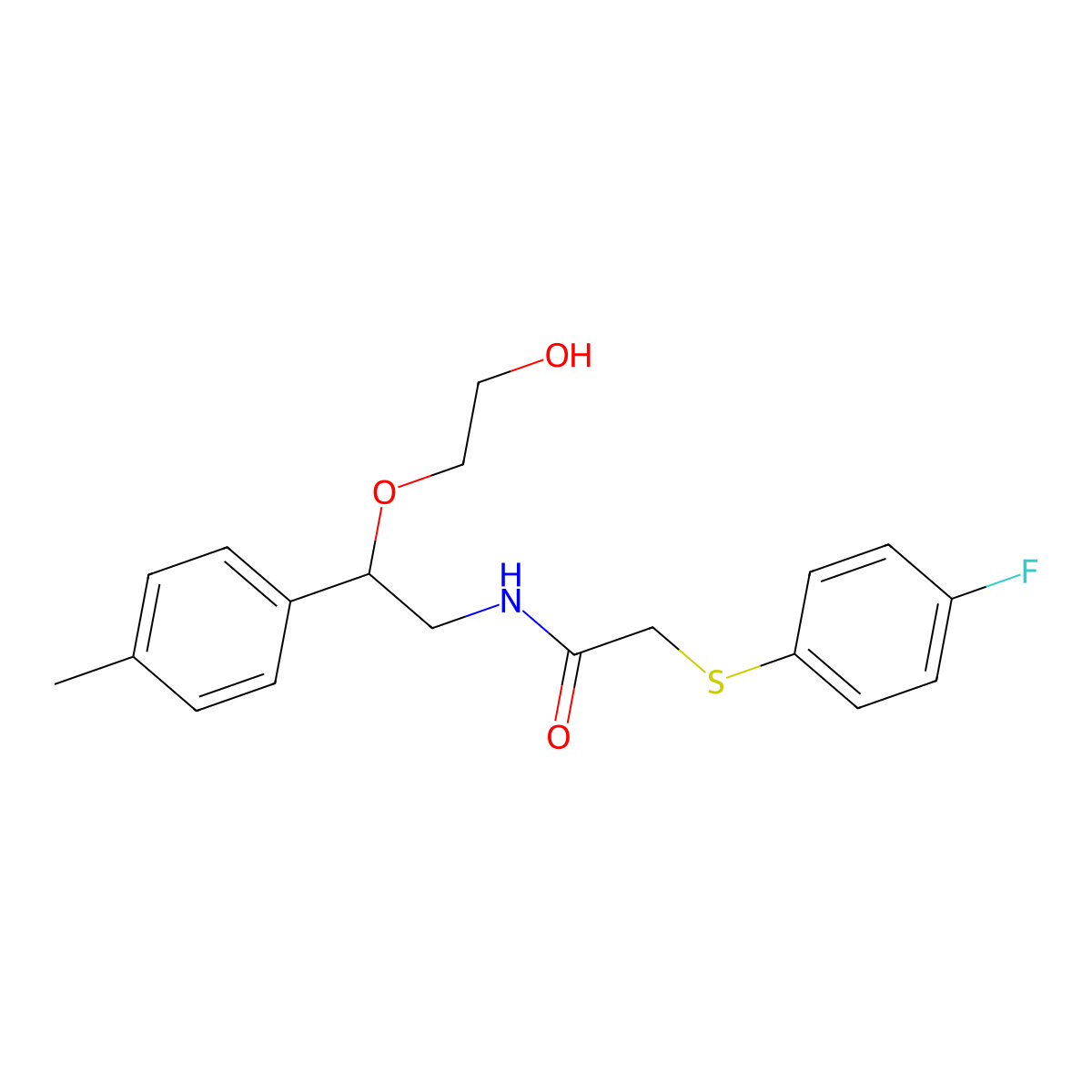 2-((4-fluorophenyl)thio)-N-(2-(2-hydroxyethoxy)-2-(p-tolyl)ethyl)acetamide molecular structure, CAS 1795485-24-3