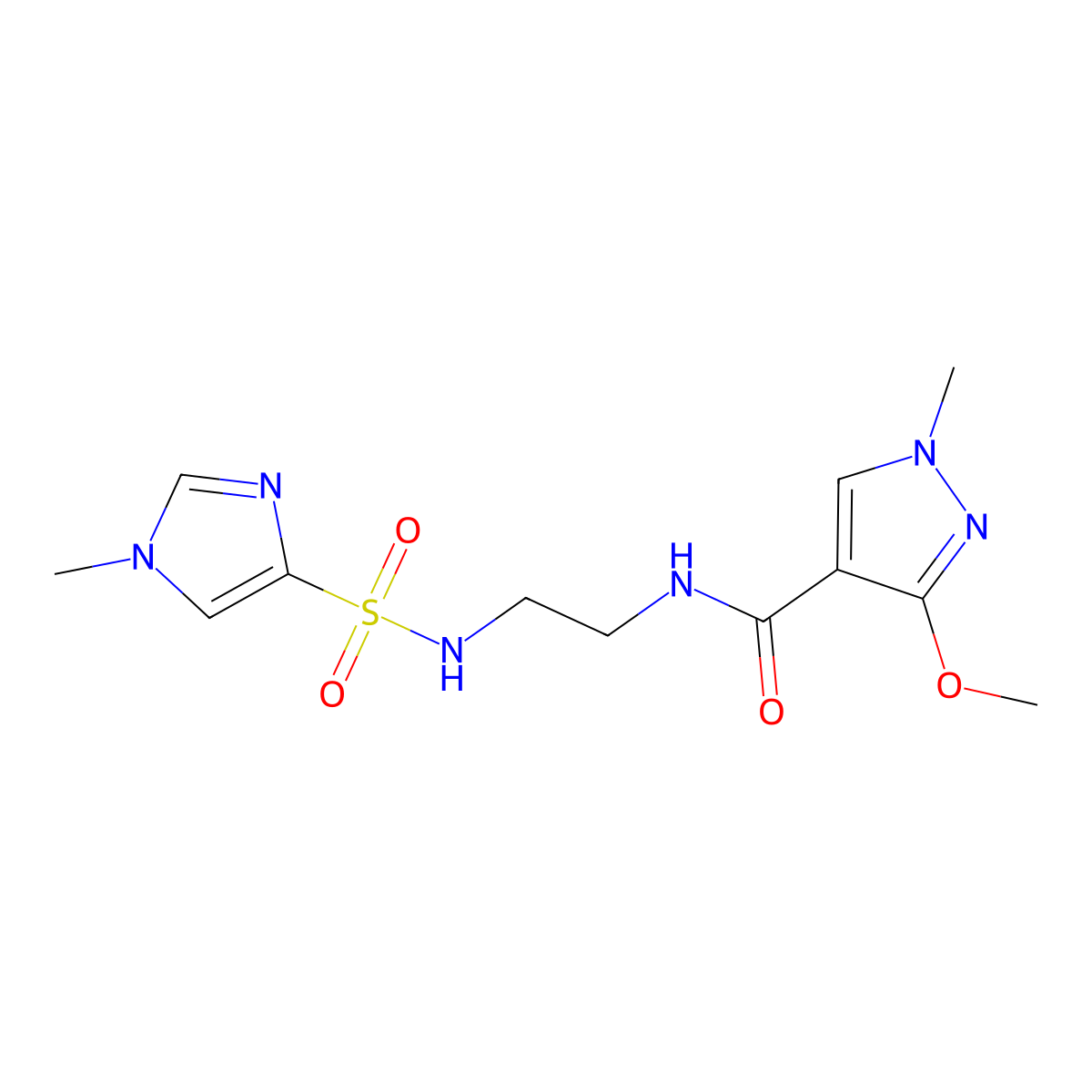 3-methoxy-1-methyl-N-[2-(1-methyl-1H-imidazole-4-sulfonamido)ethyl]-1H-pyrazole-4-carboxamide molecular structure, CAS 1795485-54-9