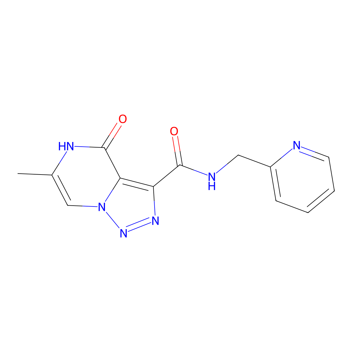 6-methyl-4-oxo-N-(pyridin-2-ylmethyl)-4,5-dihydro-[1,2,3]triazolo[1,5-a]pyrazine-3-carboxamide molecular structure, CAS 1795485-59-4