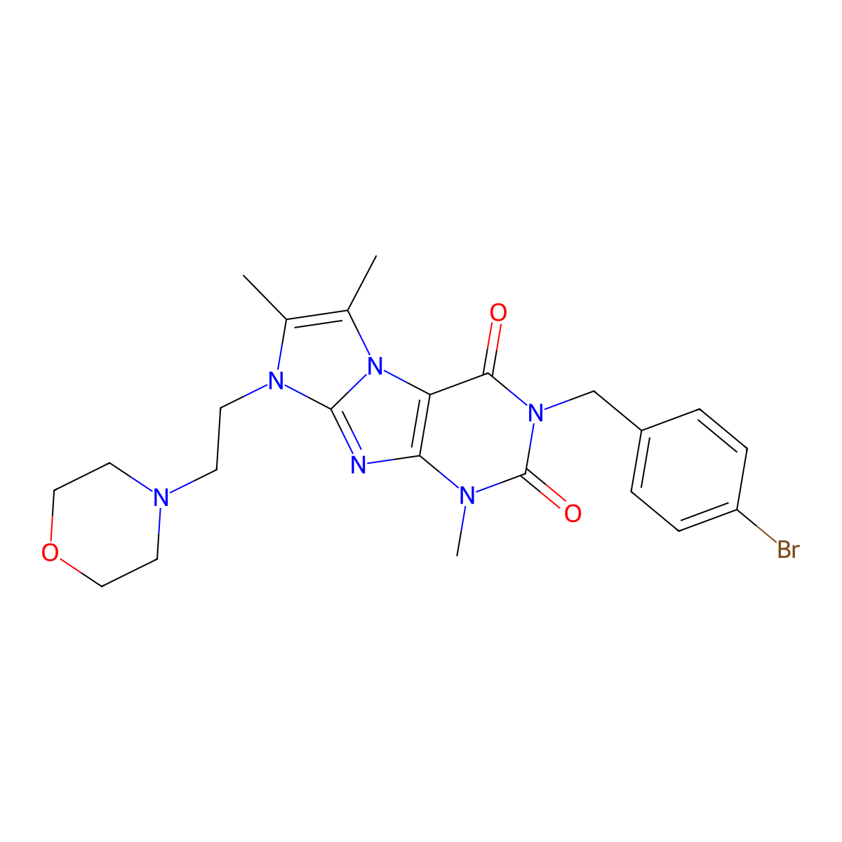 3-[(4-bromophenyl)methyl]-1,6,7-trimethyl-8-[2-(morpholin-4-yl)ethyl]-1H,2H,3H,4H,8H-imidazo[1,2-g]purine-2,4-dione molecular structure, CAS 1795485-82-3