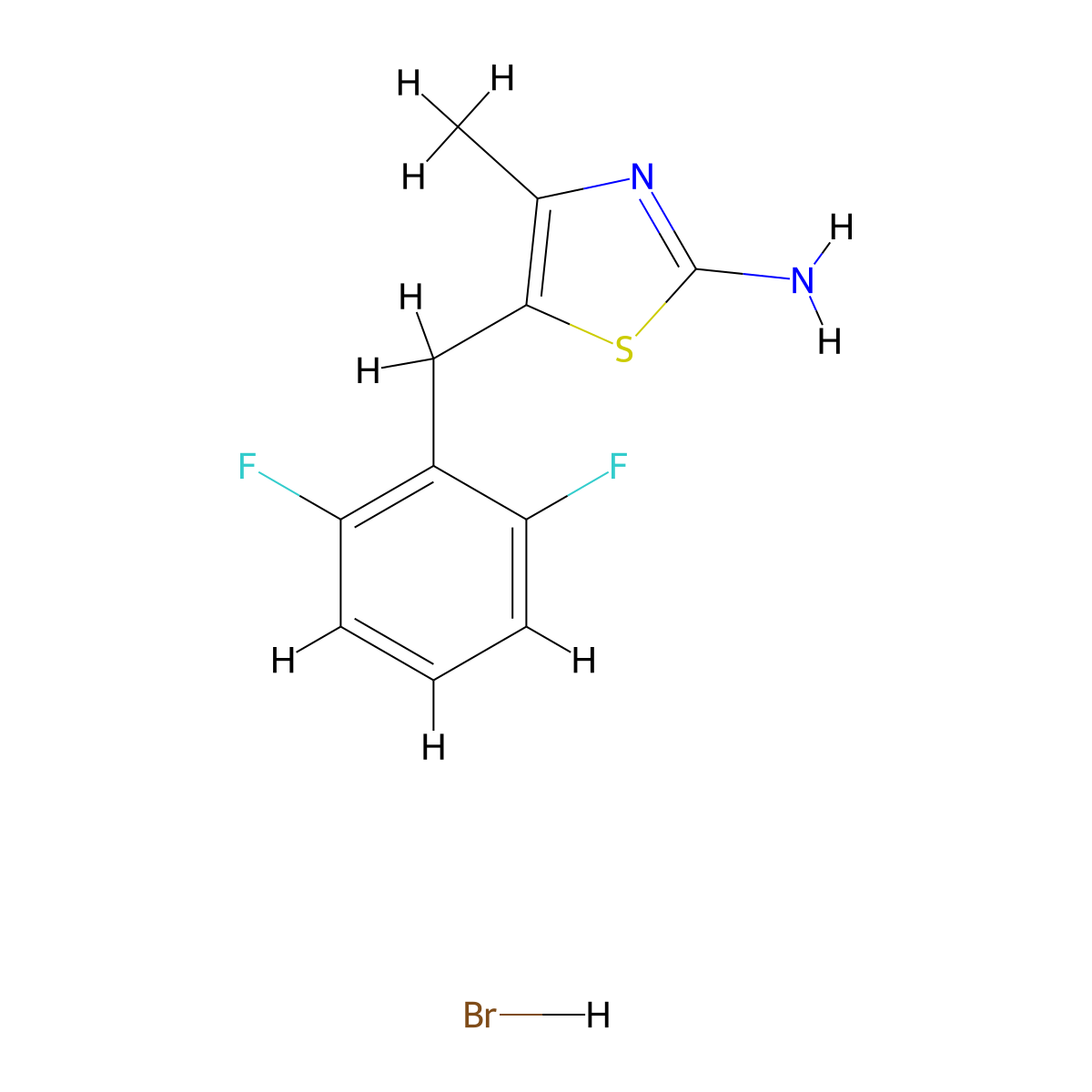 5-[(2,6-Difluorophenyl)methyl]-4-methyl-1,3-thiazol-2-amine hydrobromide molecular structure, CAS 1795486-92-8