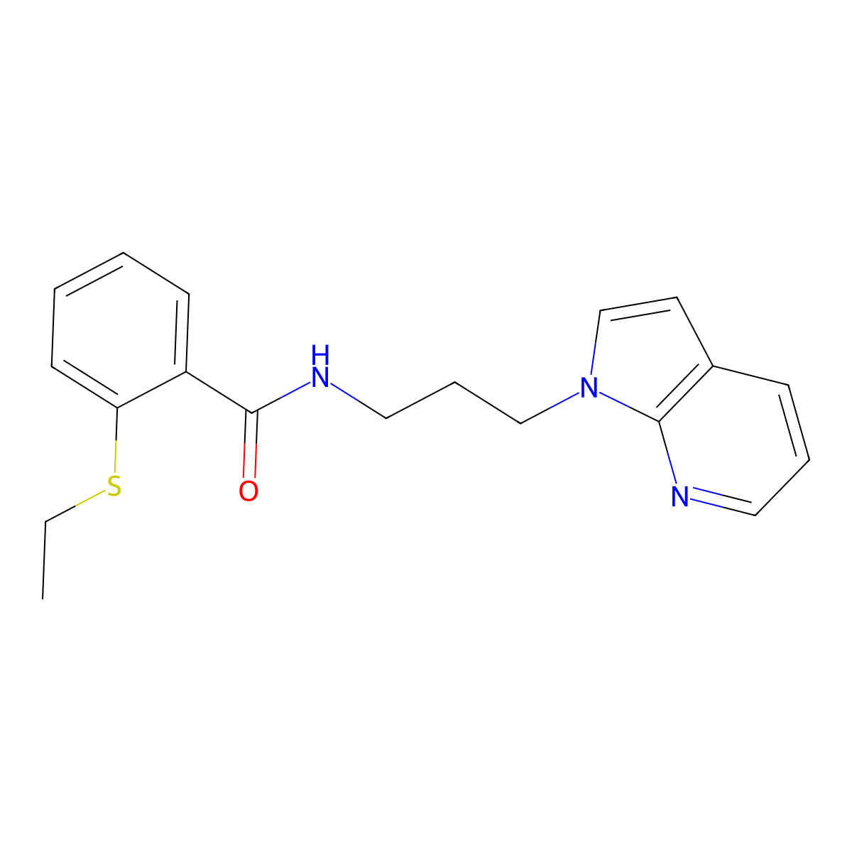 N-(3-(1H-pyrrolo[2,3-b]pyridin-1-yl)propyl)-2-(ethylthio)benzamide molecular structure, CAS 1795486-97-3