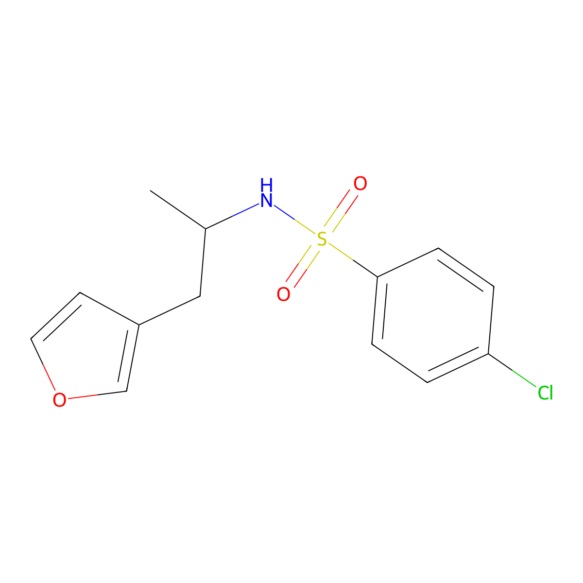 4-chloro-N-(1-(furan-3-yl)propan-2-yl)benzenesulfonamide molecular structure, CAS 1795487-54-5