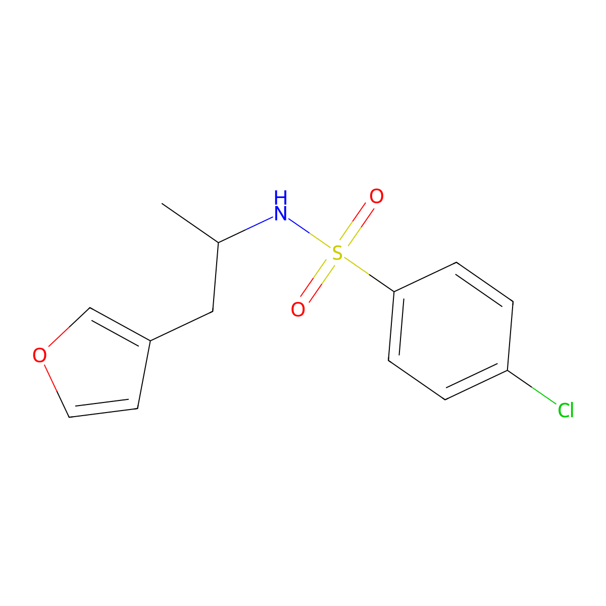 4-chloro-N-(1-(furan-3-yl)propan-2-yl)benzenesulfonamide molecular structure, CAS 1795487-54-5