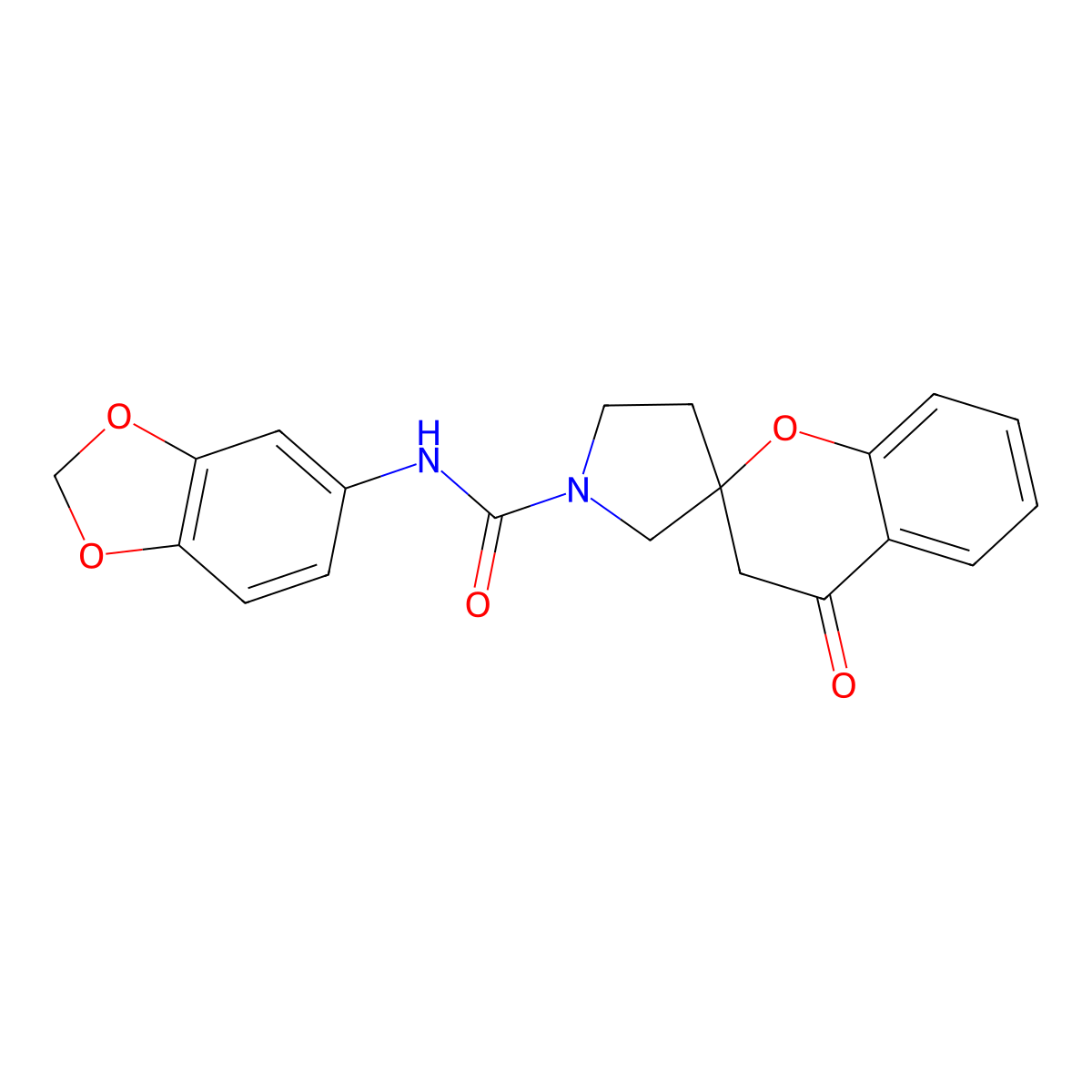 N-(benzo[d][1,3]dioxol-5-yl)-4-oxospiro[chroman-2,3'-pyrrolidine]-1'-carboxamide molecular structure, CAS 1795487-64-7