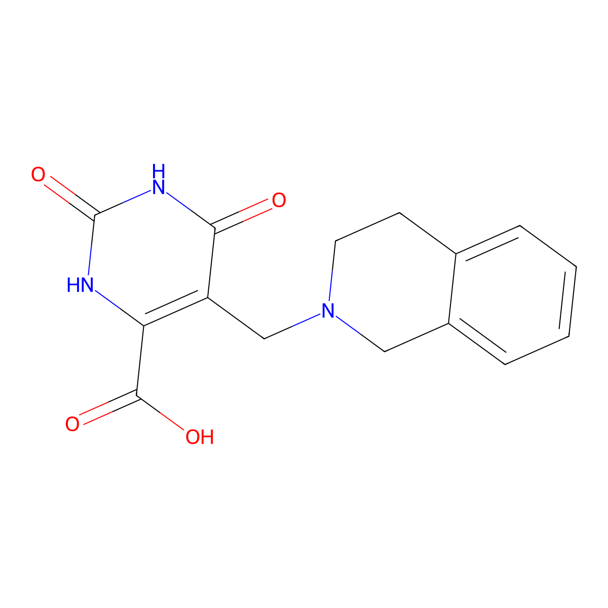 5-((3,4-dihydroisoquinolin-2(1H)-yl)methyl)-2,6-dioxo-1,2,3,6-tetrahydropyrimidine-4-carboxylic acid molecular structure, CAS 1795488-02-6