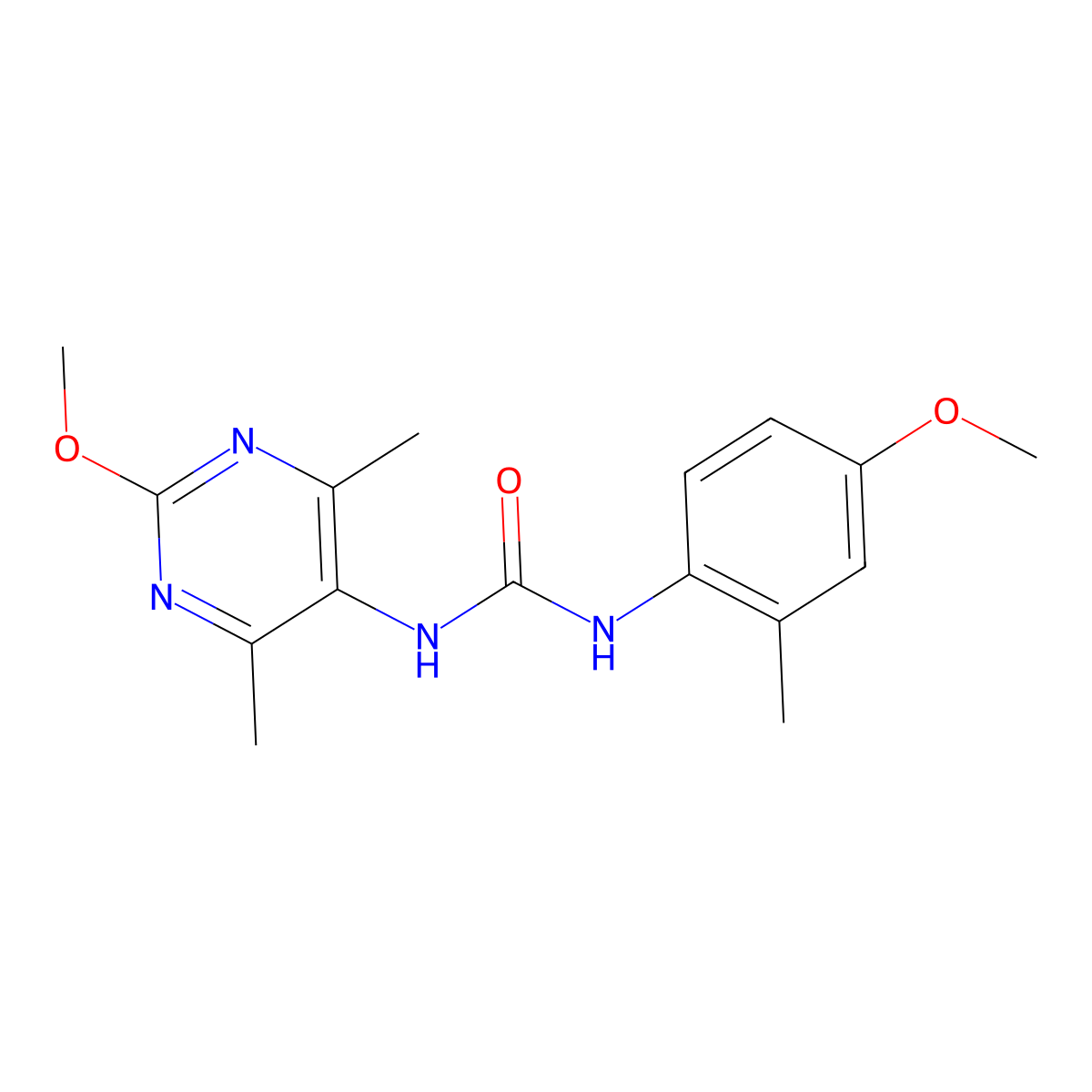 1-(4-Methoxy-2-methylphenyl)-3-(2-methoxy-4,6-dimethylpyrimidin-5-yl)urea molecular structure, CAS 1795488-09-3