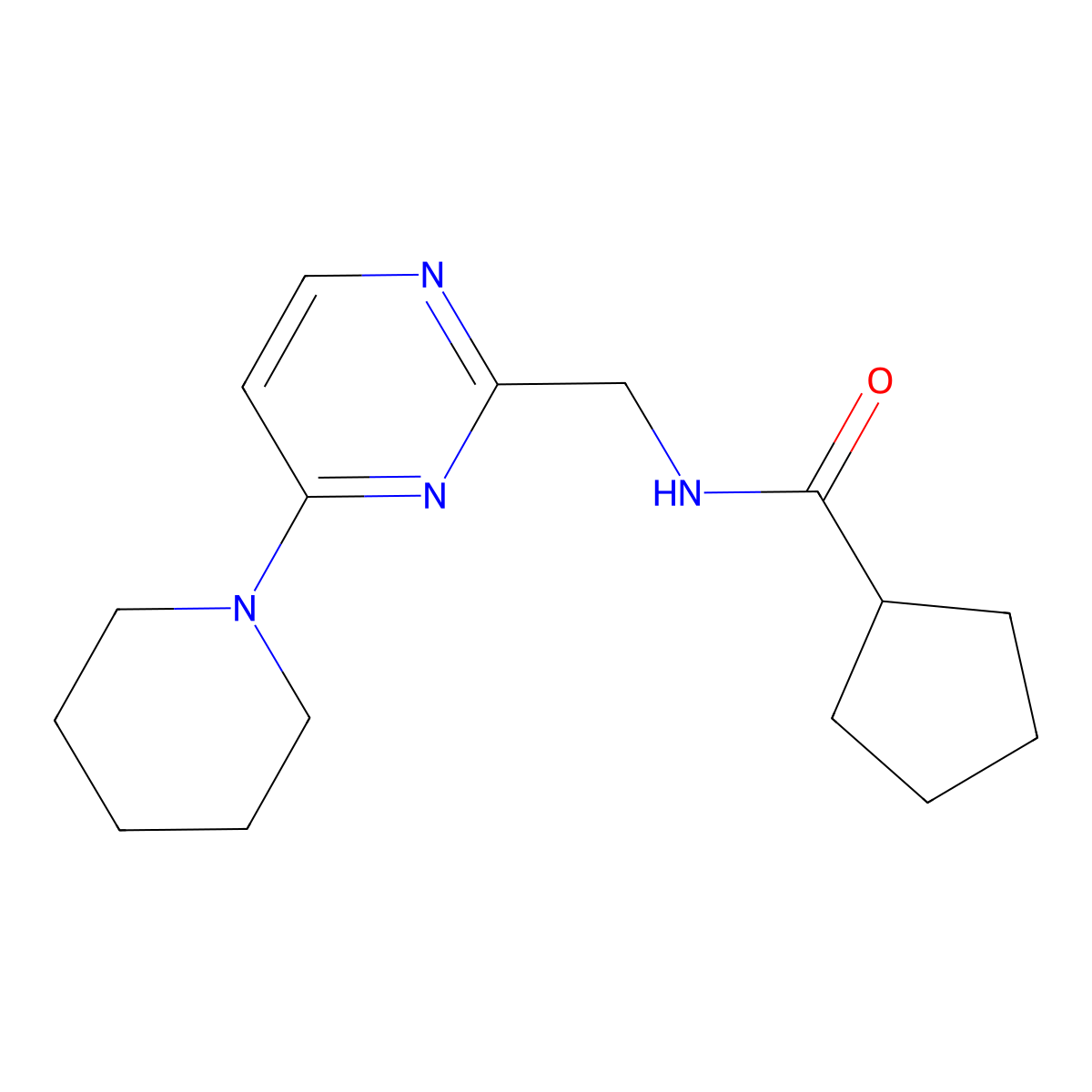 N-{[4-(piperidin-1-yl)pyrimidin-2-yl]methyl}cyclopentanecarboxamide molecular structure, CAS 1795488-15-1
